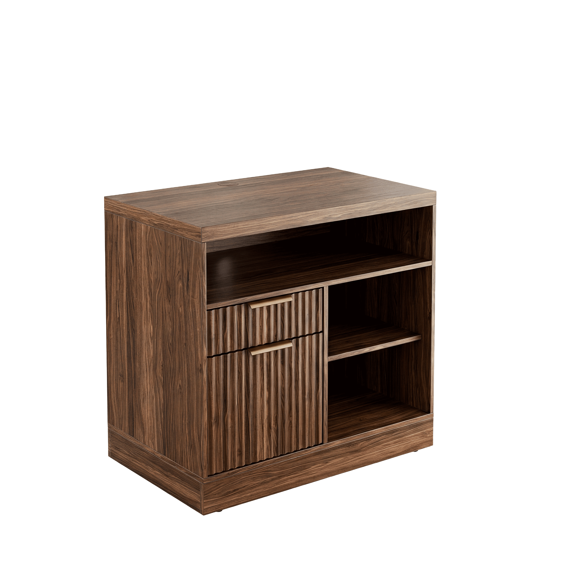 2 Drawers Wood File Cabinet with Lock - Fluted - Dark Walnut