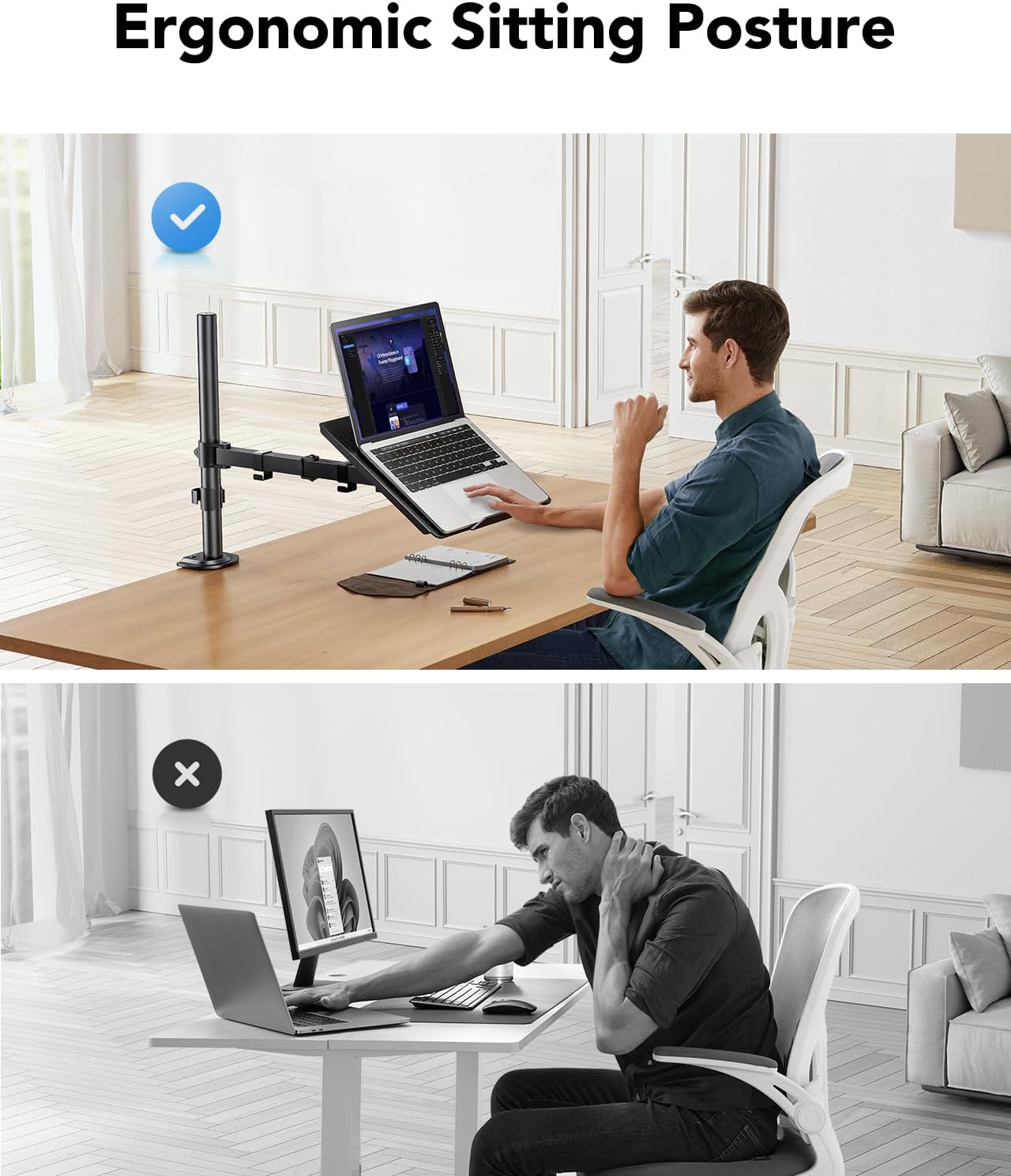 2 - in - 1 Adjustable Laptop & Monitor Arm -