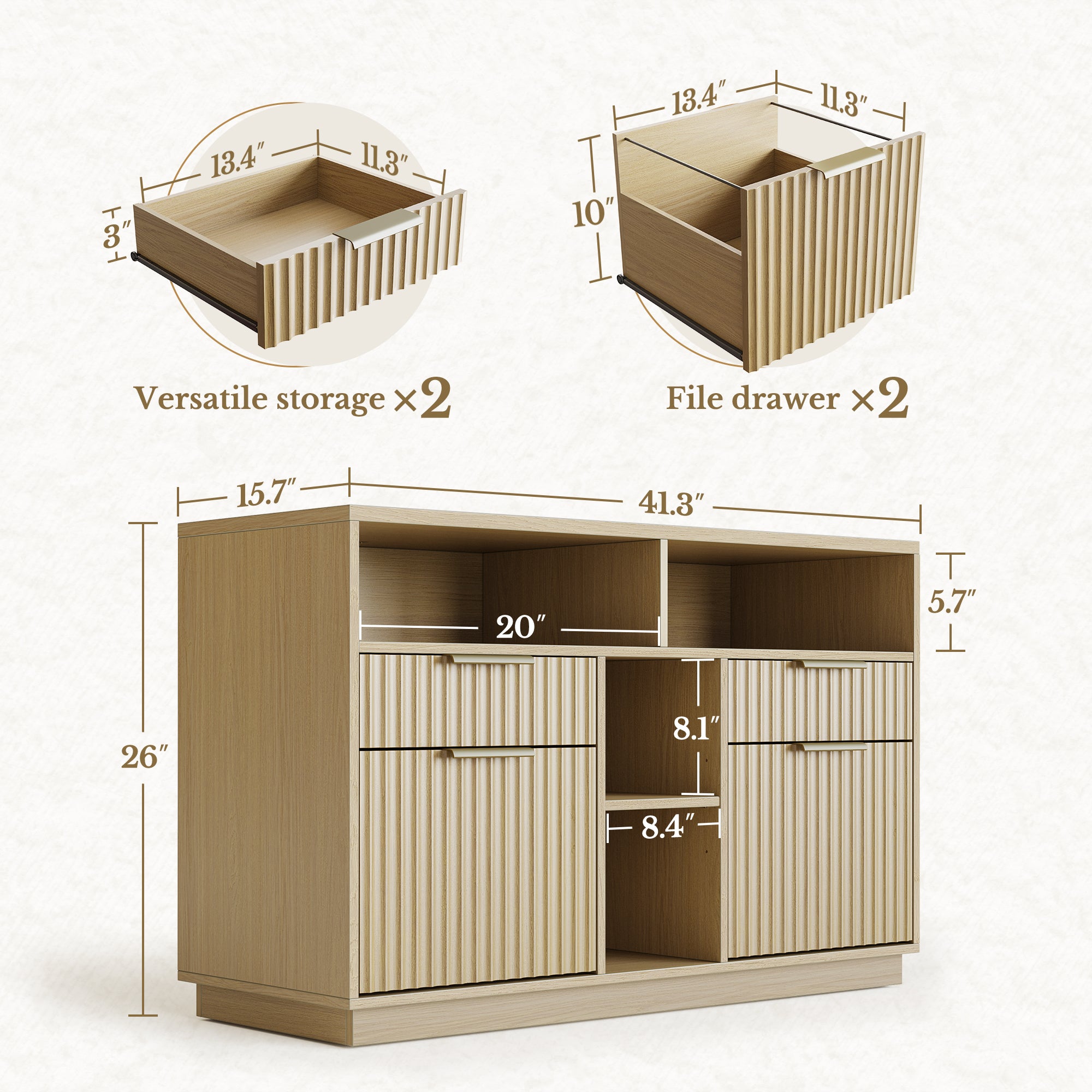 70" Desk + 6 Tier Corner Bookshelf / Fluted - Natural Oak