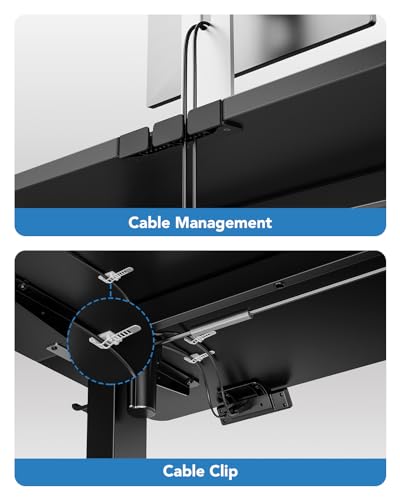 HUANUO desk cable management system with clips for organized wiring.