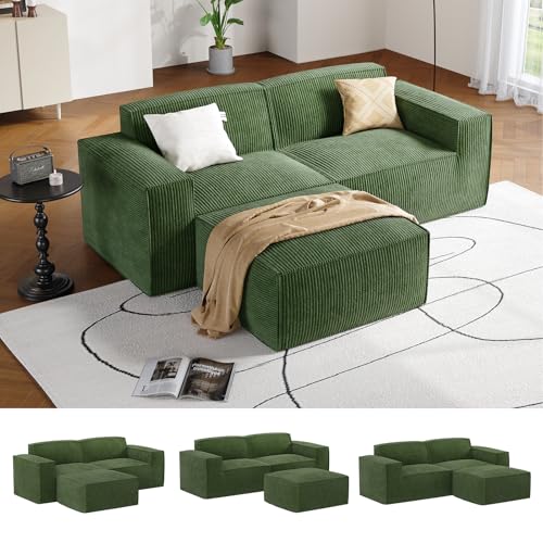 80"-142" Modular Cloud Sofa with Ottoman - L-Shaped, No Assembly Needed