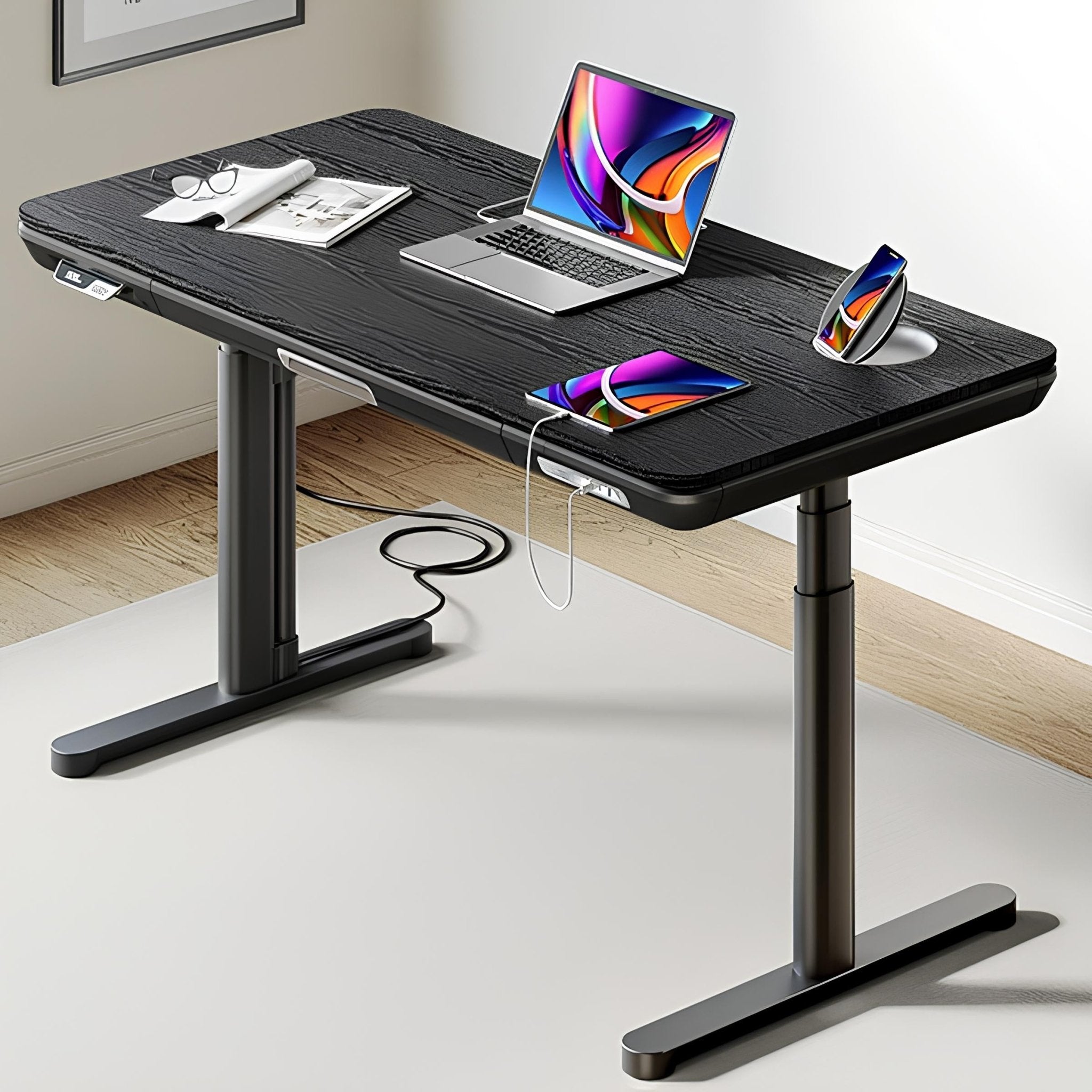 56.7" All - in - One Charging Standing Desk - Black
