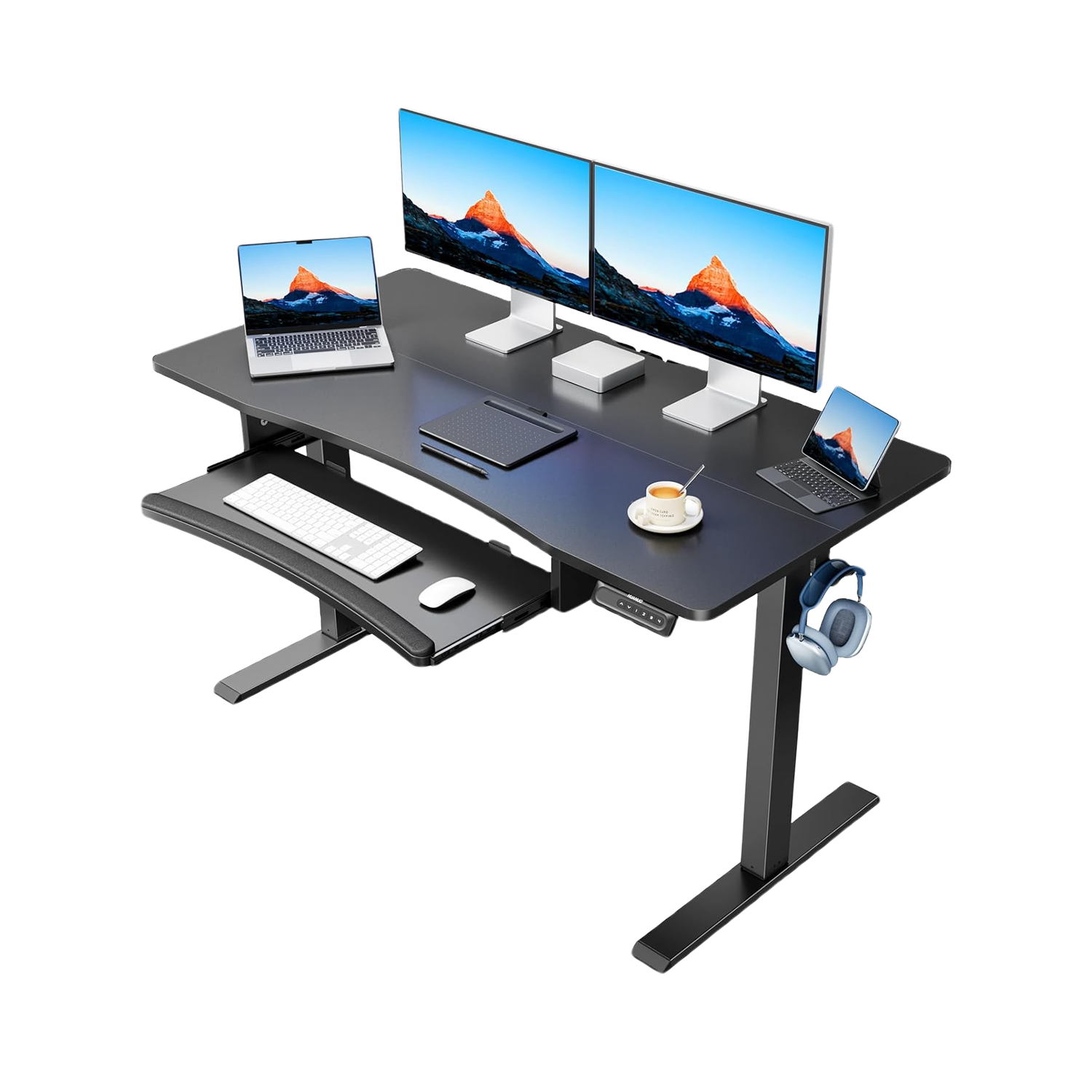 Standing Desk with Large Keyboard Tray