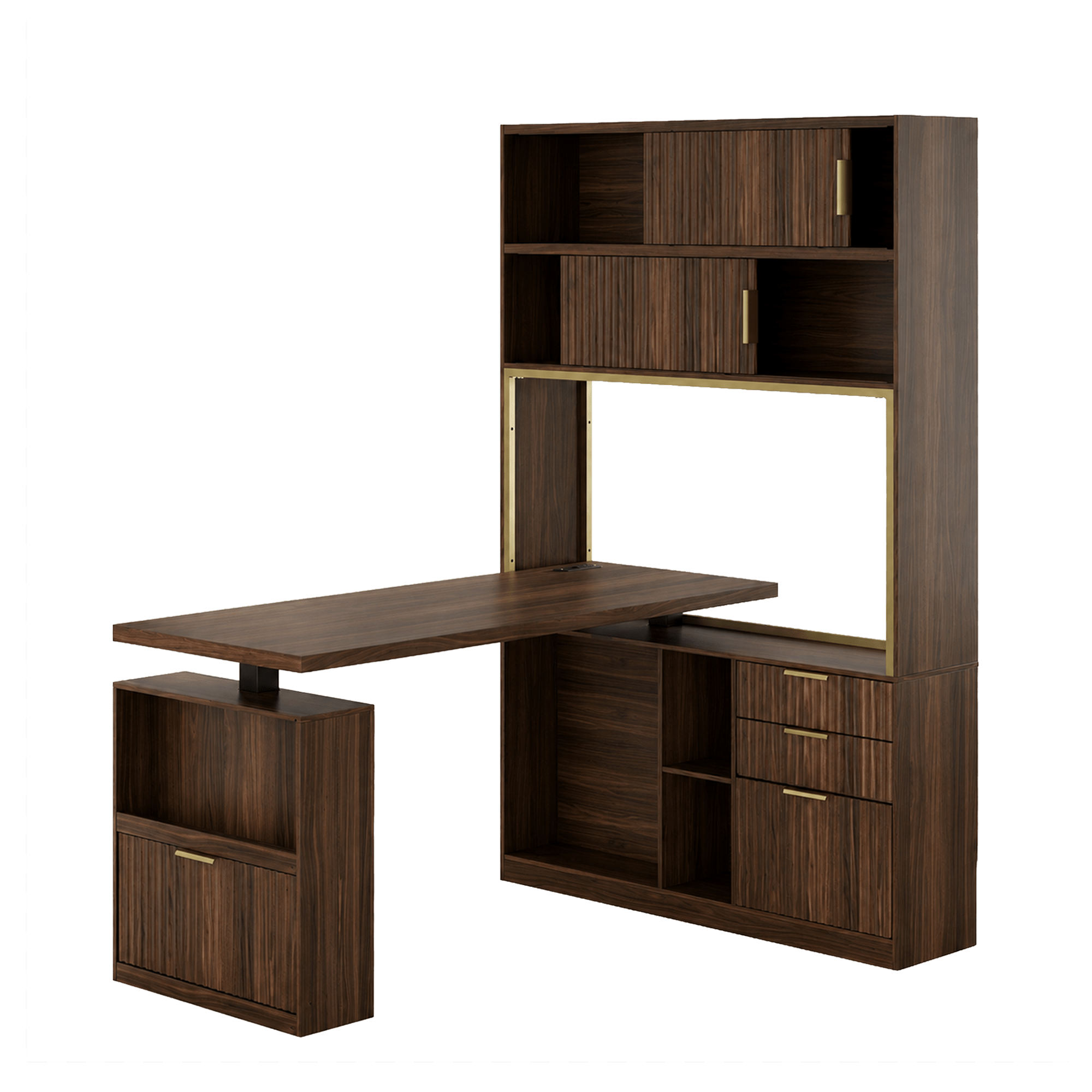 60" Premium Vallon Standing Desk - Fluted - Dark Walnut