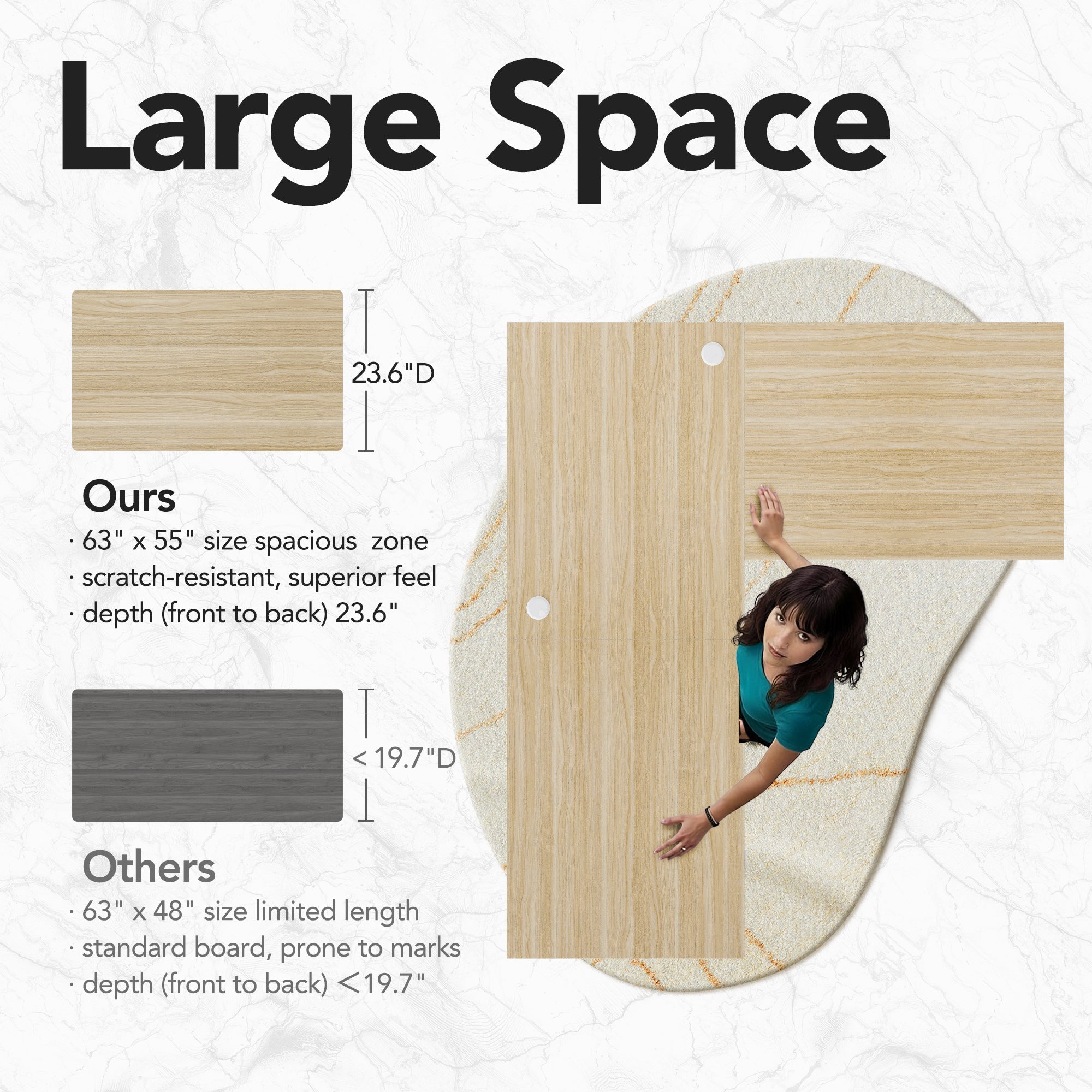 63" Electric L Shaped Standing Desk With 2 Under Desk Drawers & Cabinet - Light Walnut
