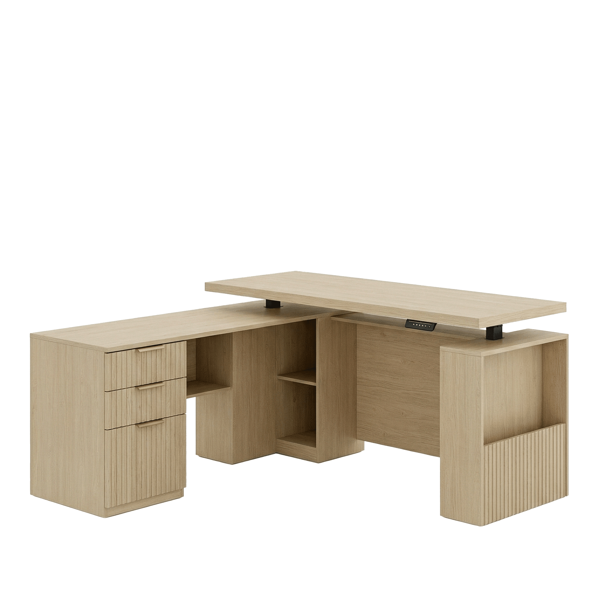 63" Premium Topaz Standing Desk - Fluted - Natural Oak