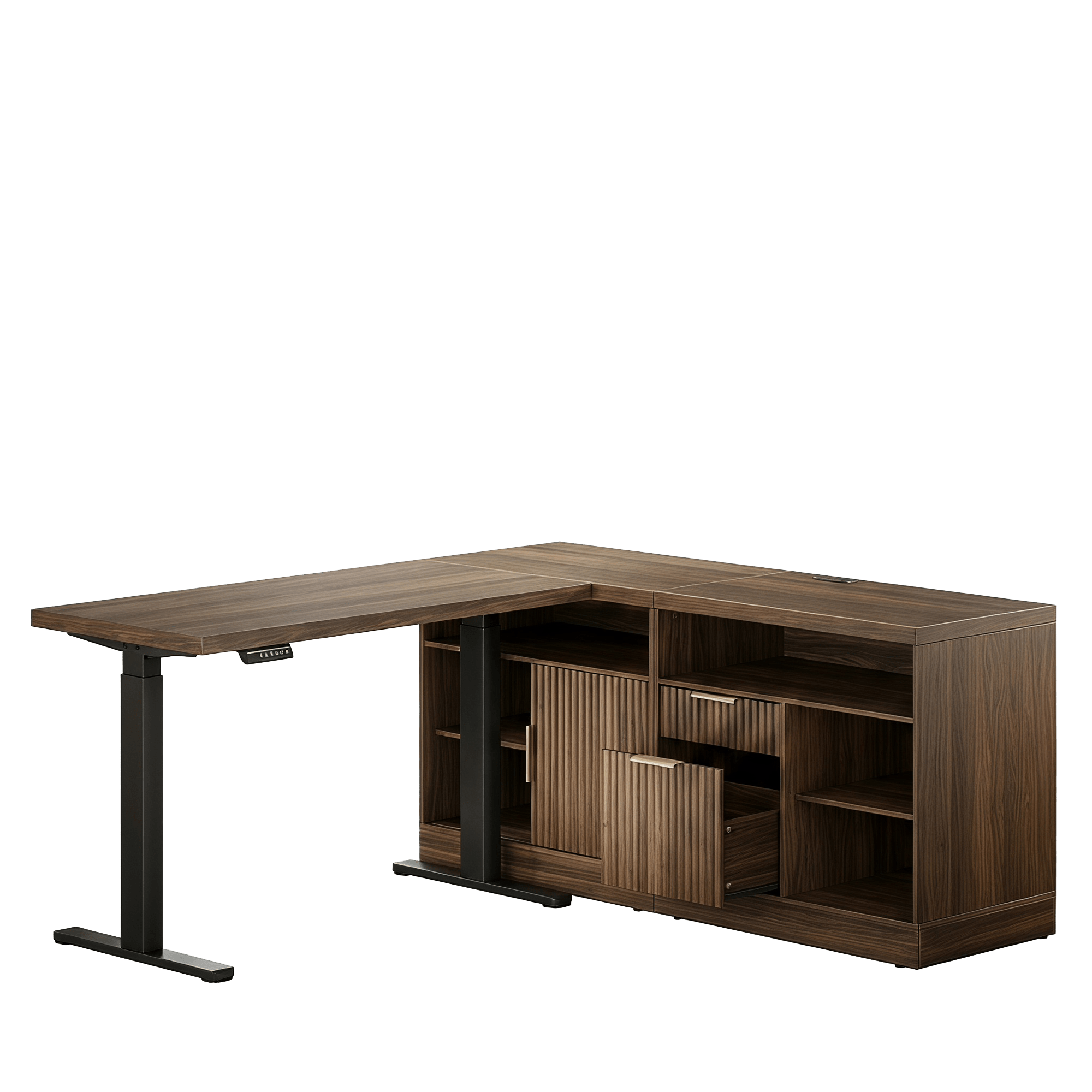 67" Premium Azure Standing Desk - Fluted Black Walnut