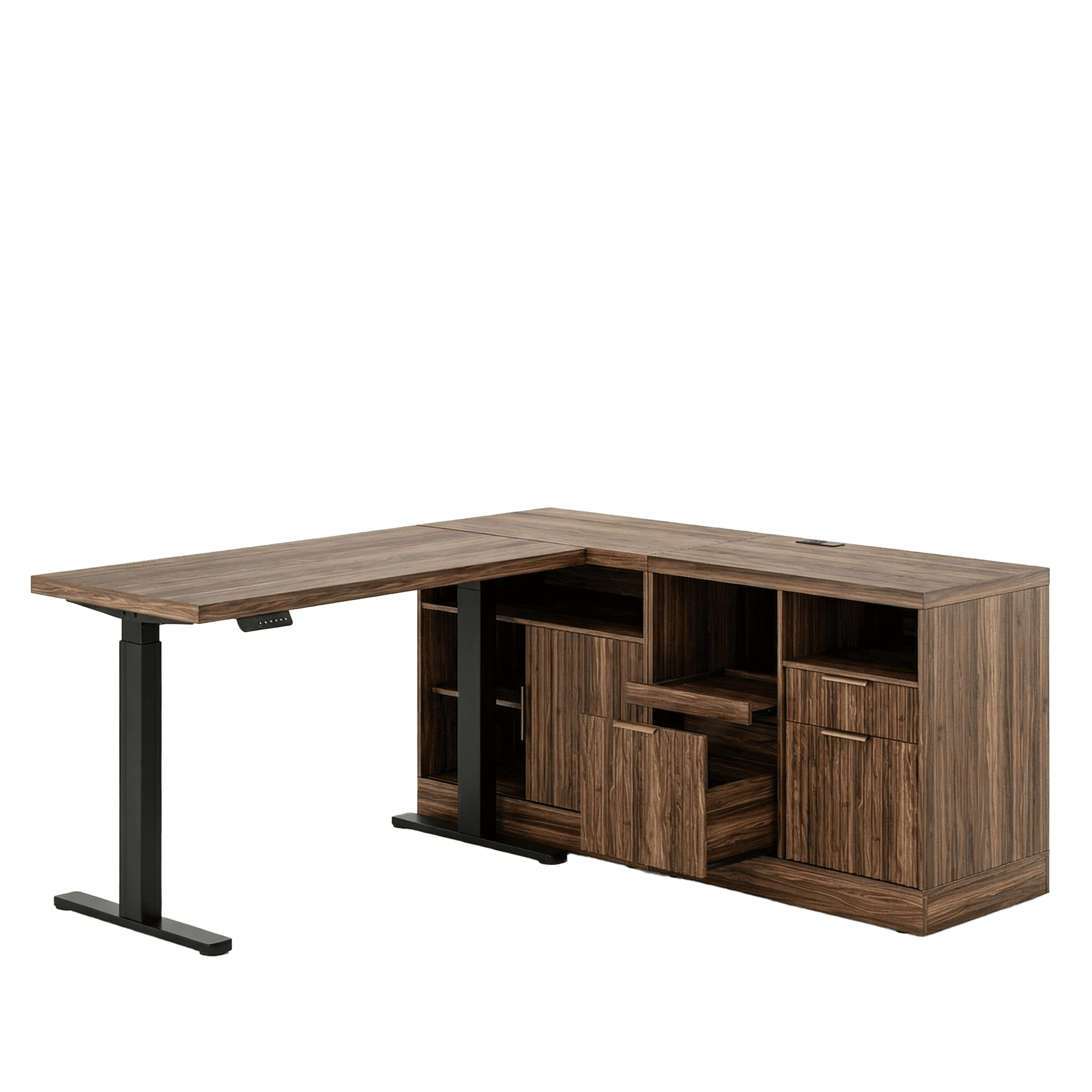 67" Premium Executive Standing Desk - Fluted - Dark Walnut