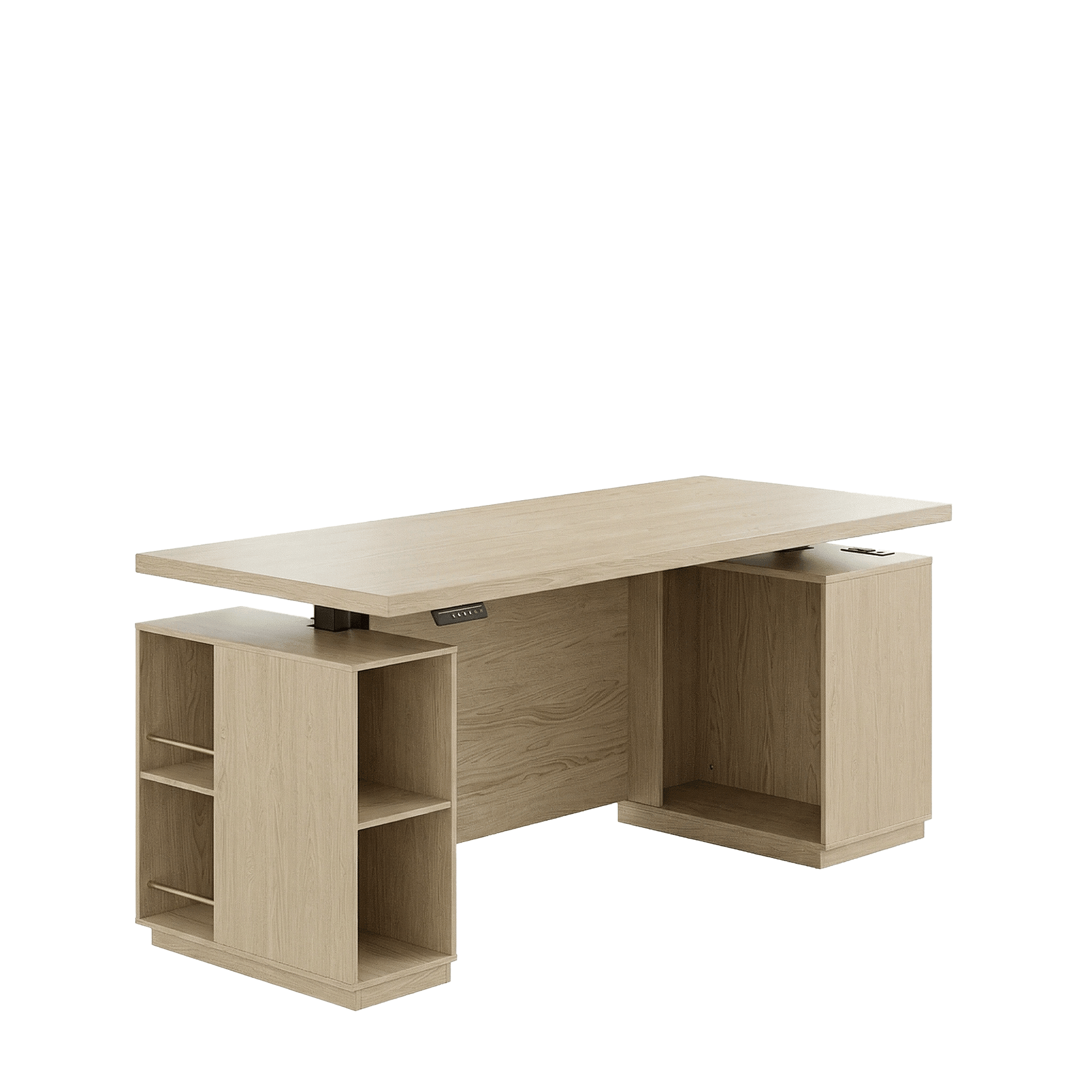 70" Premium Ochre Standing Desk - Fluted - Natural Oak