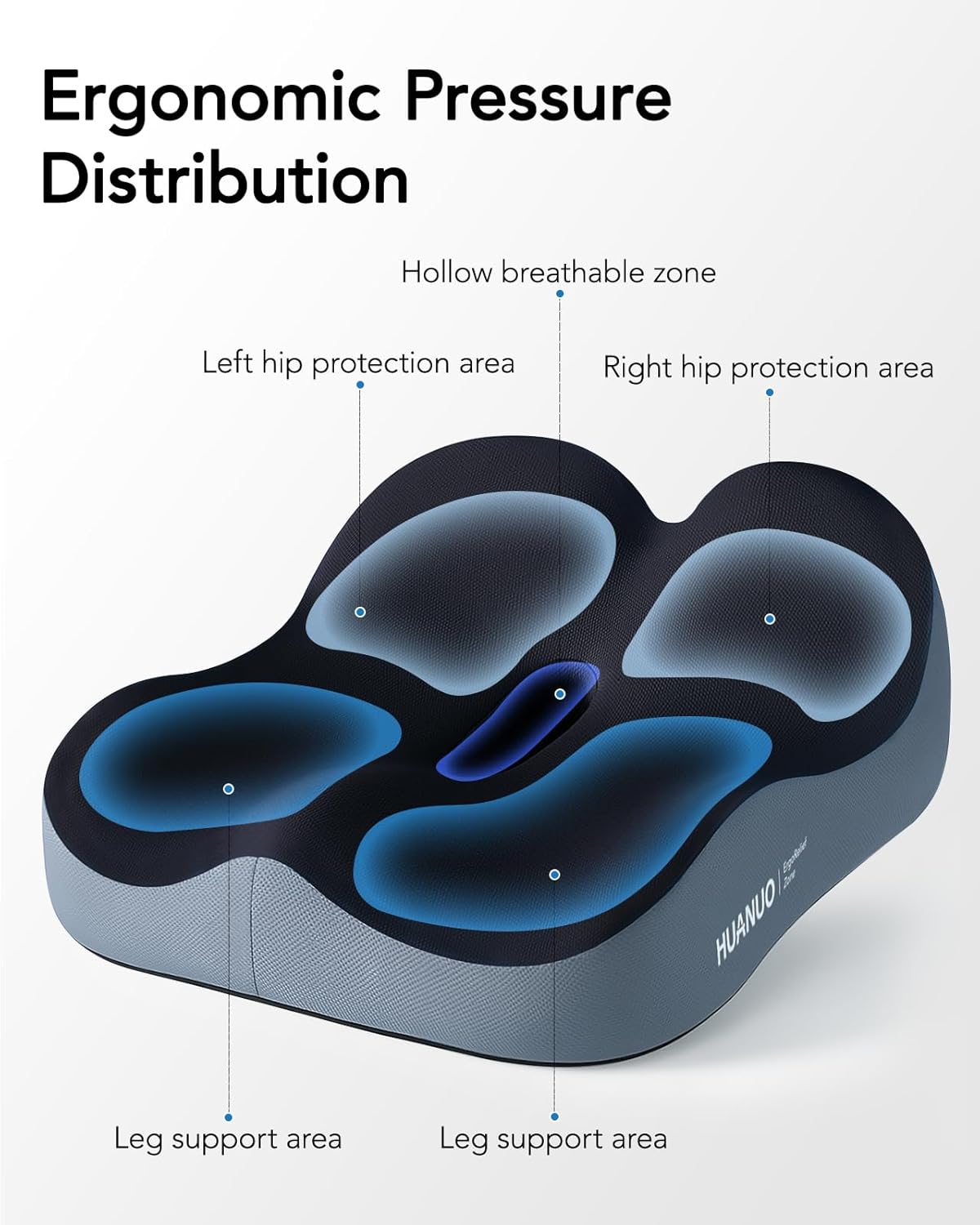 HUANUO Ergonomic Coccyx Seat Cushion – Non-Slip & Breathable