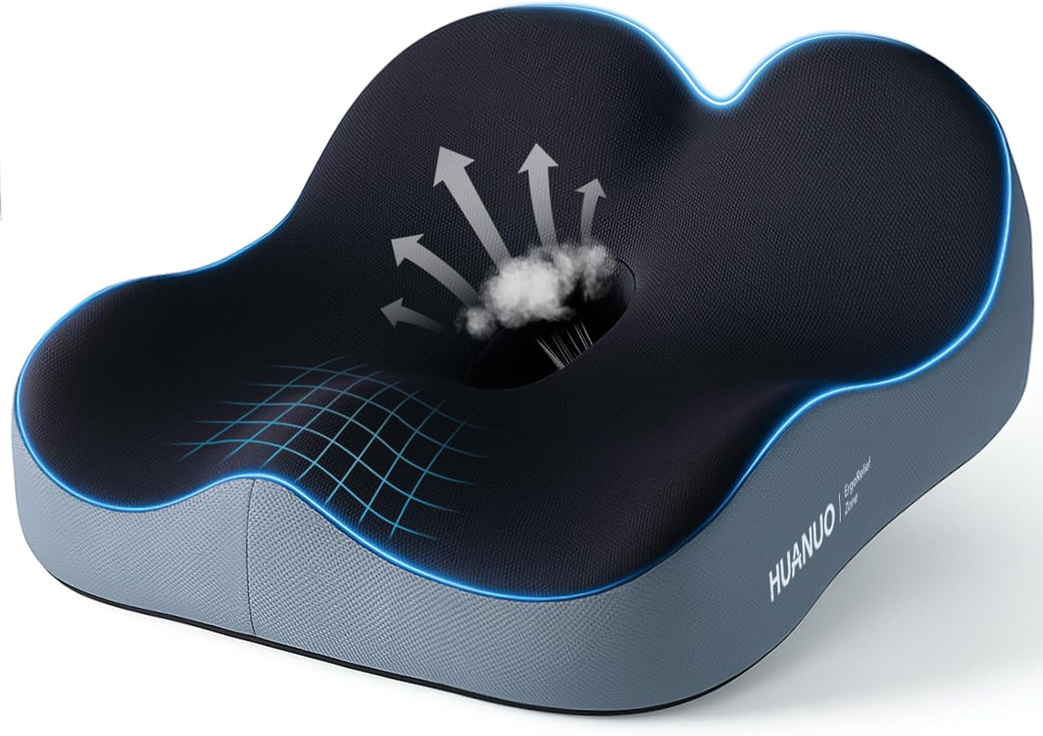 HUANUO Ergonomic Coccyx Seat Cushion – Non-Slip & Breathable