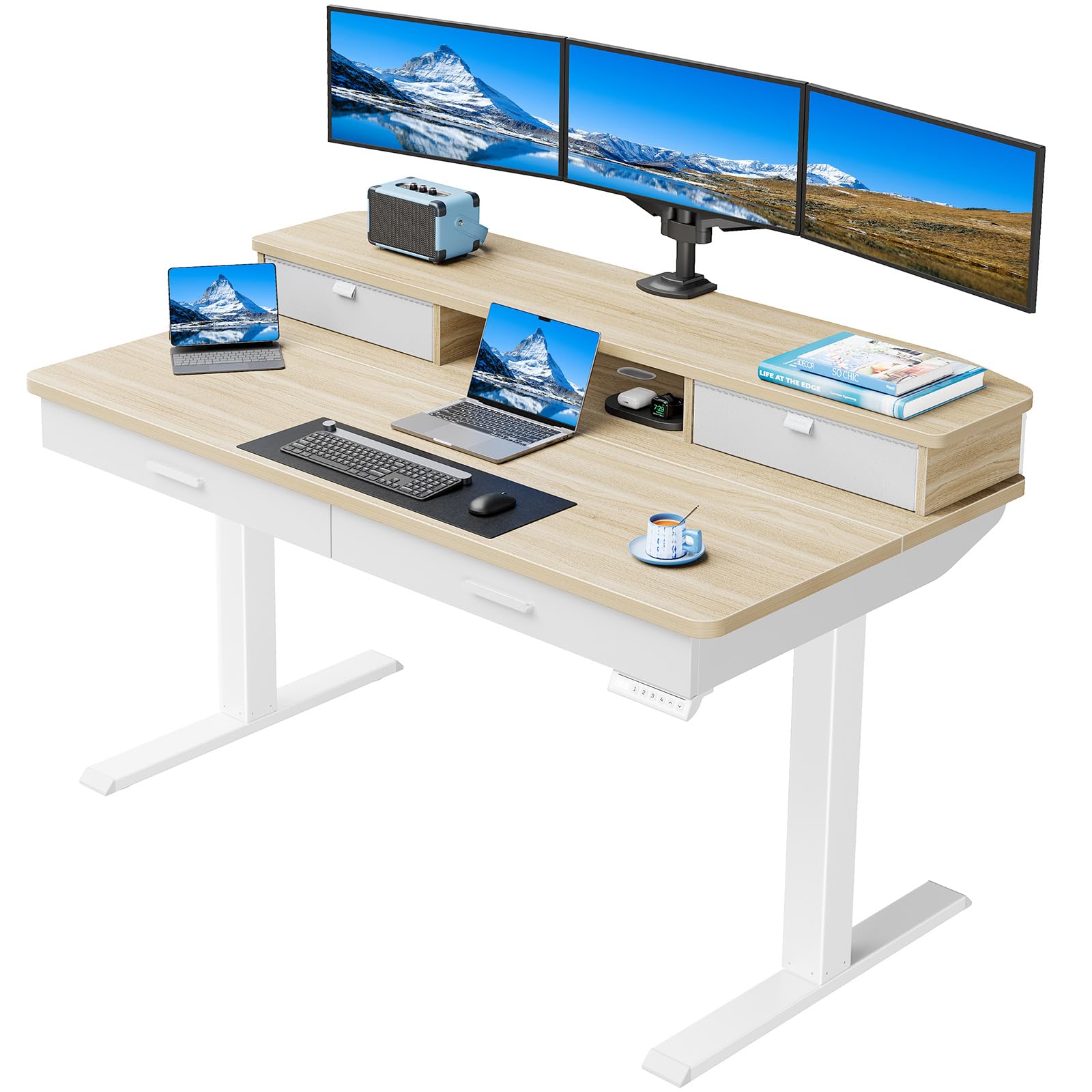 Standing Desk with 4 Drawers