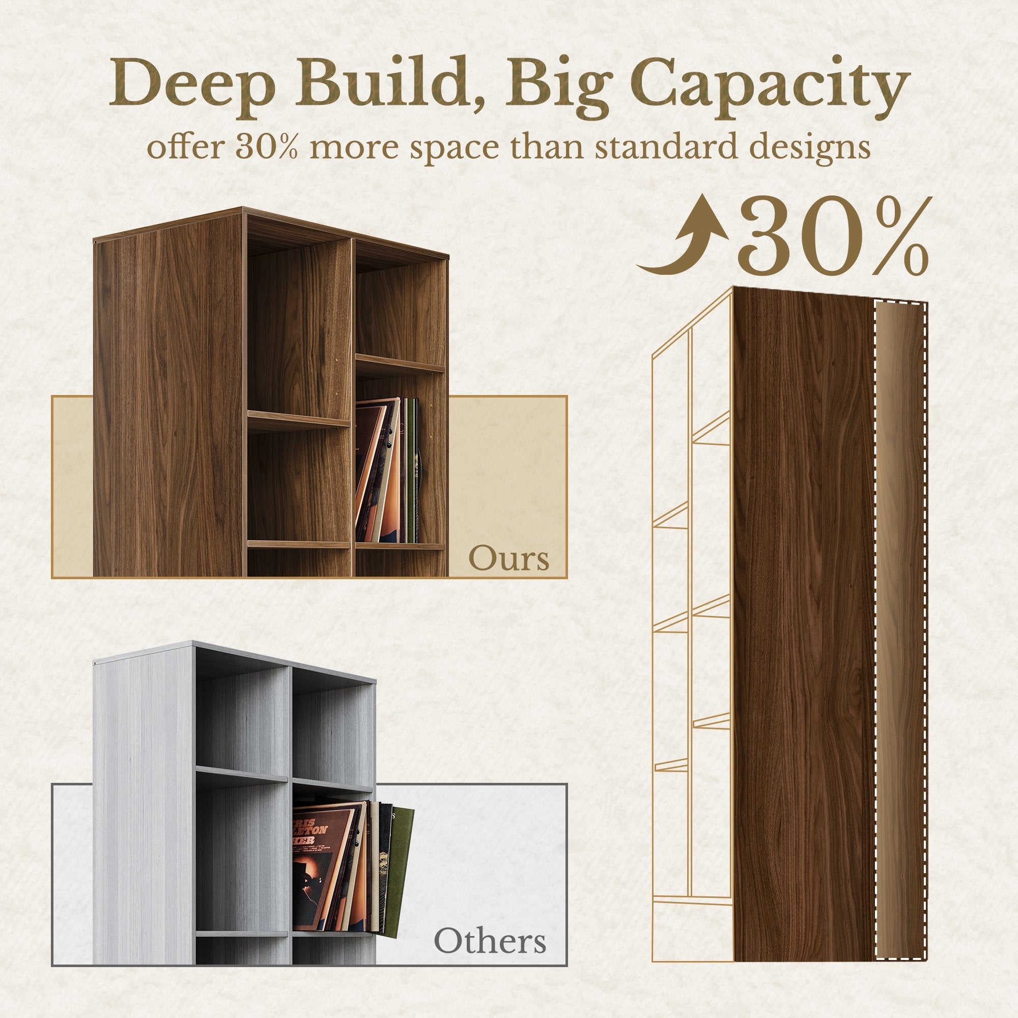73" Corner Bookshelf + 73'' Fluted Bookshelf/ Fluted - Dark Walnut -