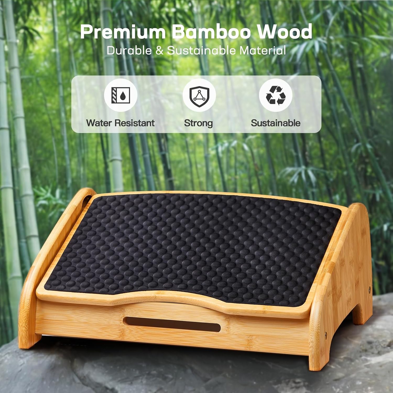 HUANUO Bamboo Under Desk Footrest