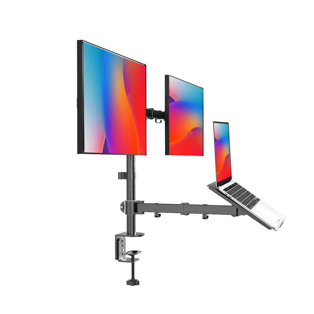 HUANUO dual monitor and laptop mount with adjustable arms for ergonomic setup