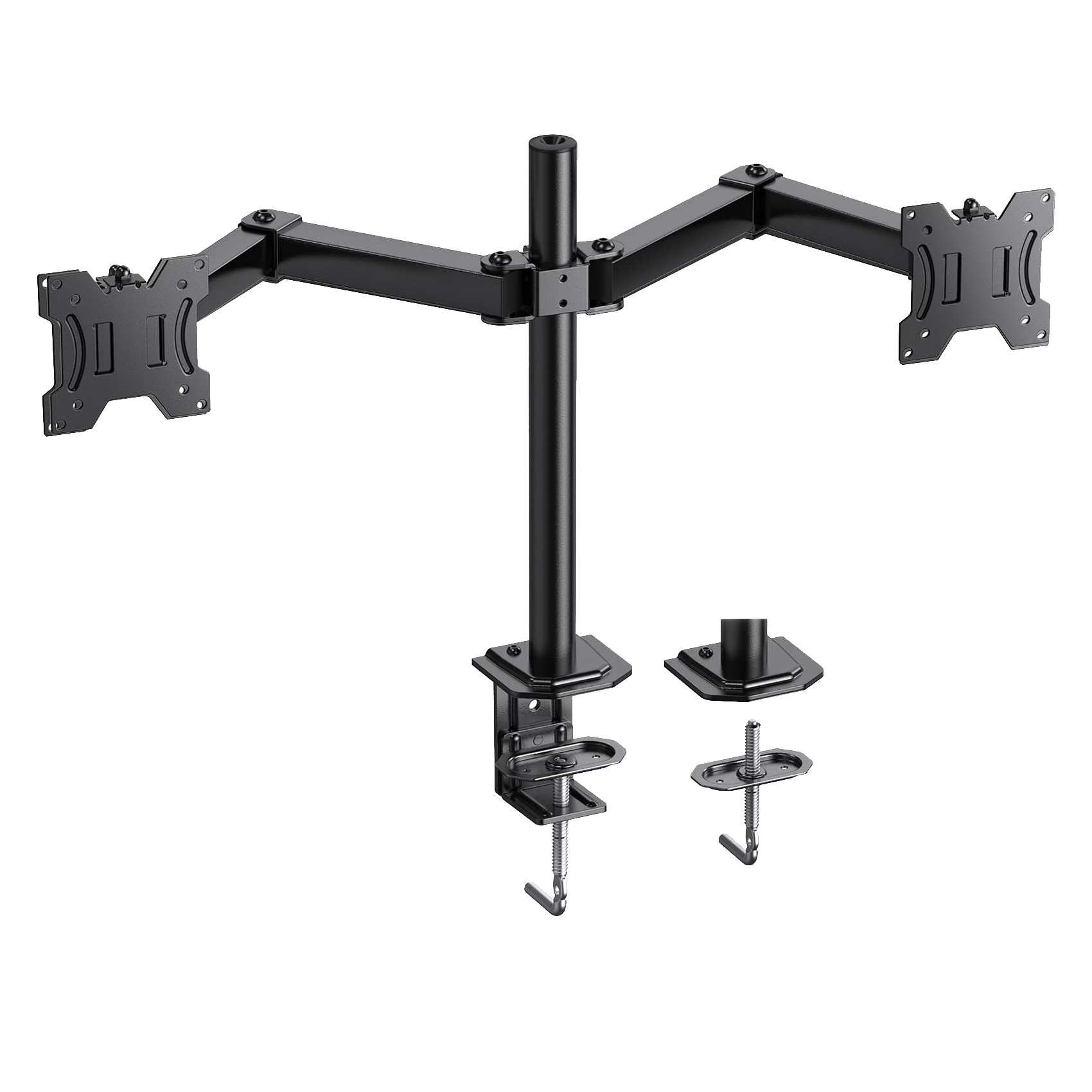HUANUO dual monitor mount with dual adjustable arms for screens up to 30 inches.