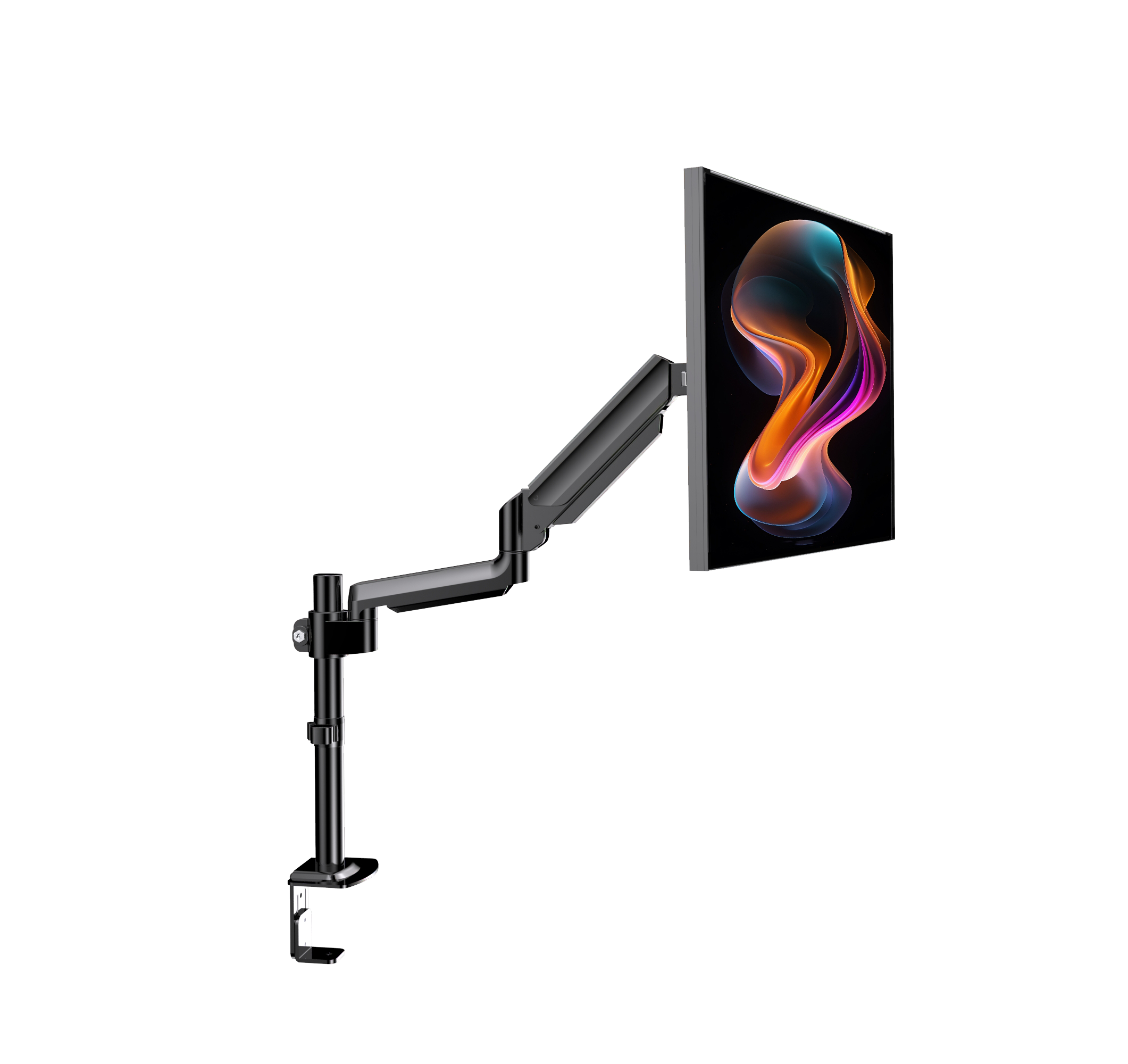 HUANUO single monitor mount for 13–32 inch monitors with C-clamp installation