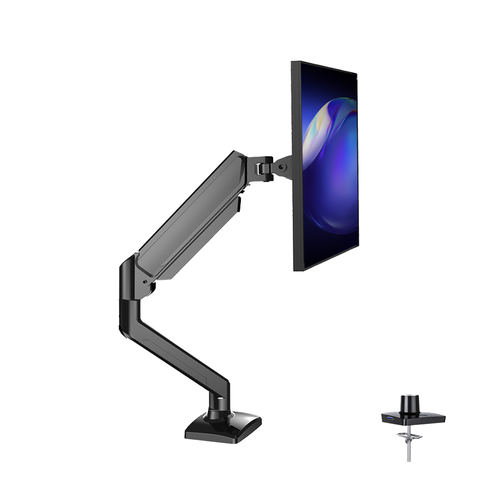 Adjustable single monitor mount arm for 13-32 inch screens