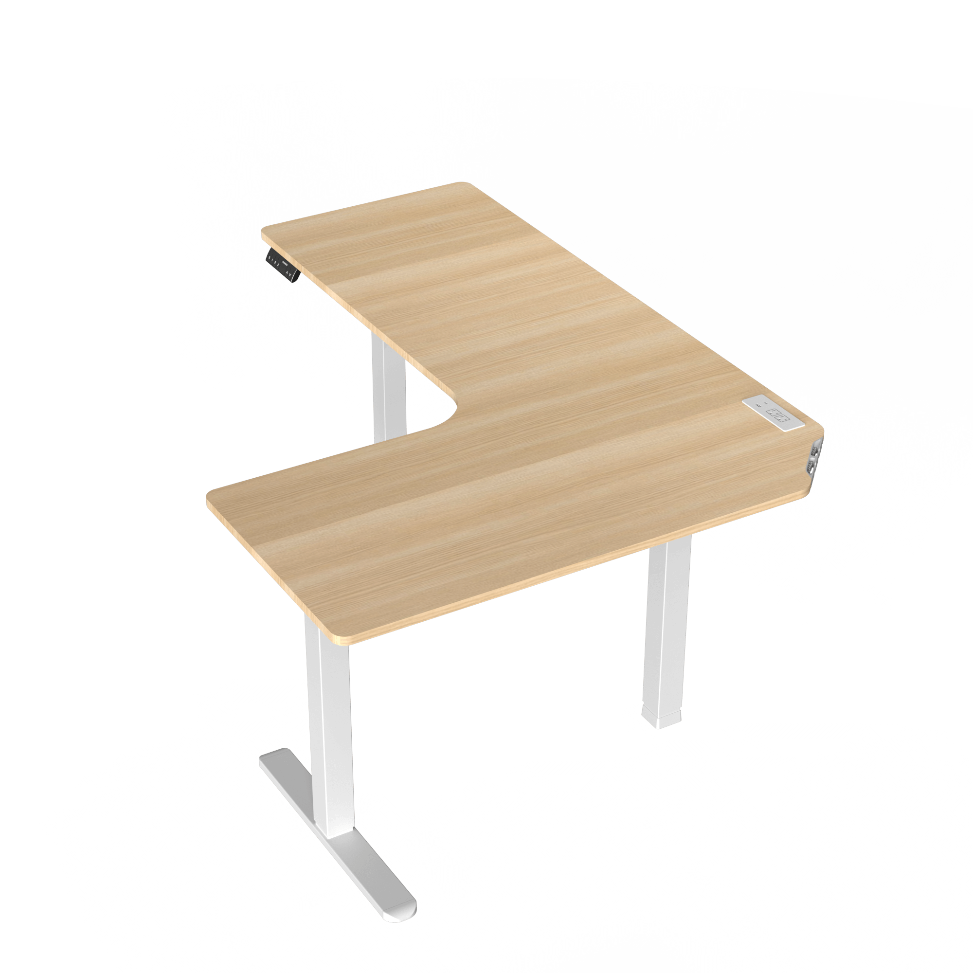 HUANUO L-shaped standing desk in natural wood finish with ergonomic design