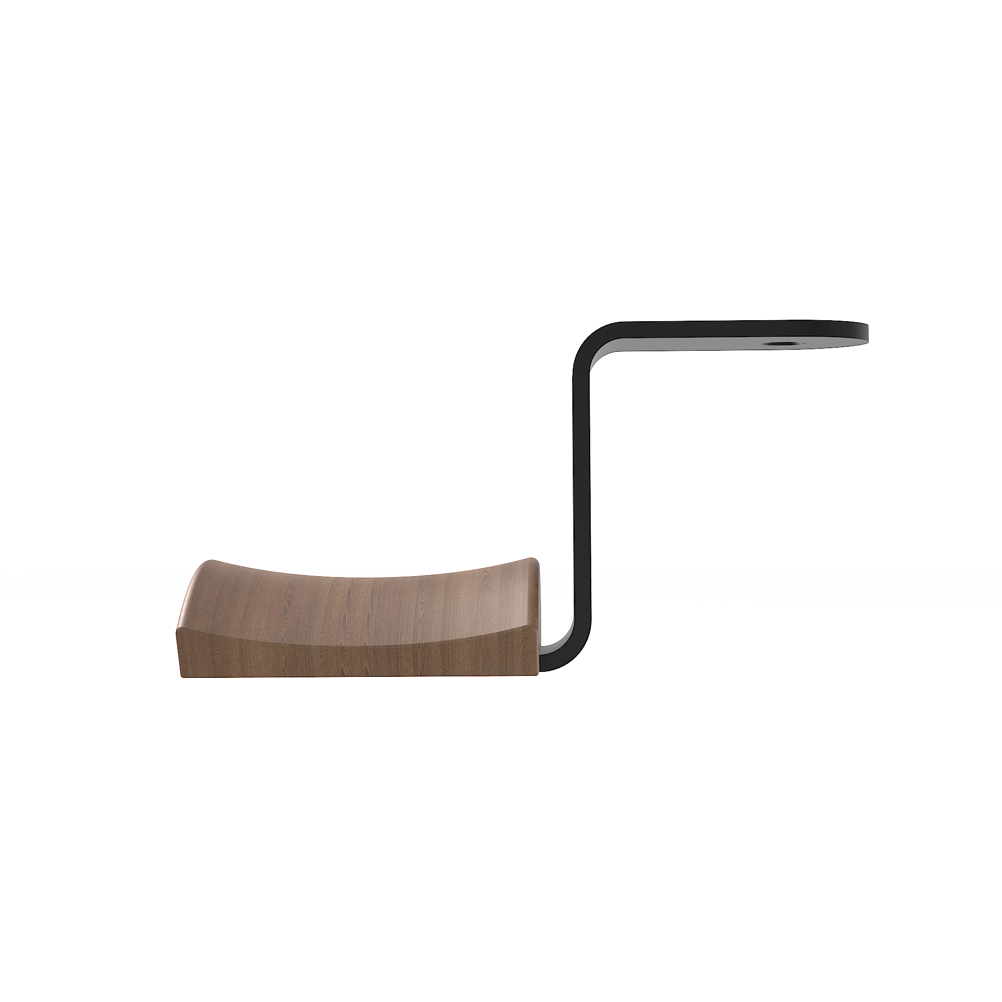 HUANUO headphone hanger with wood texture and metal arm for ergonomic workspace.