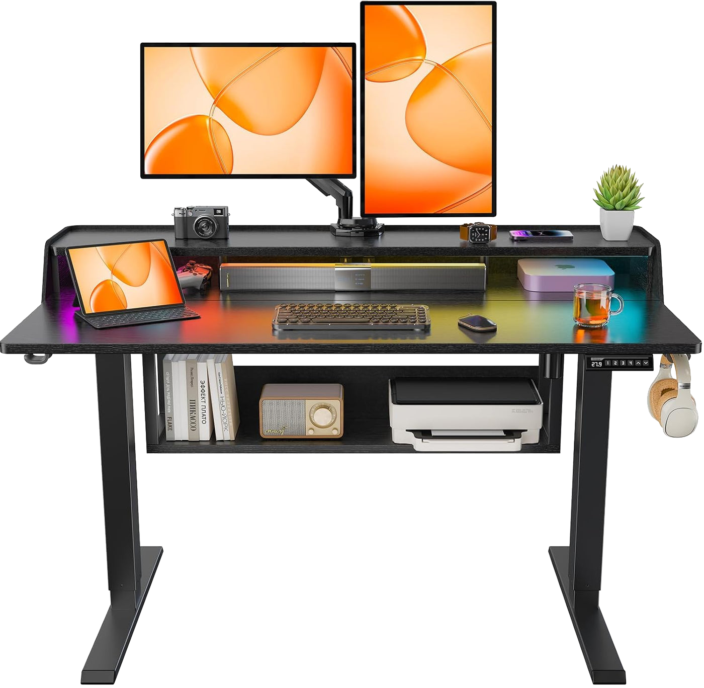 RGB Desk with Storage Shelves