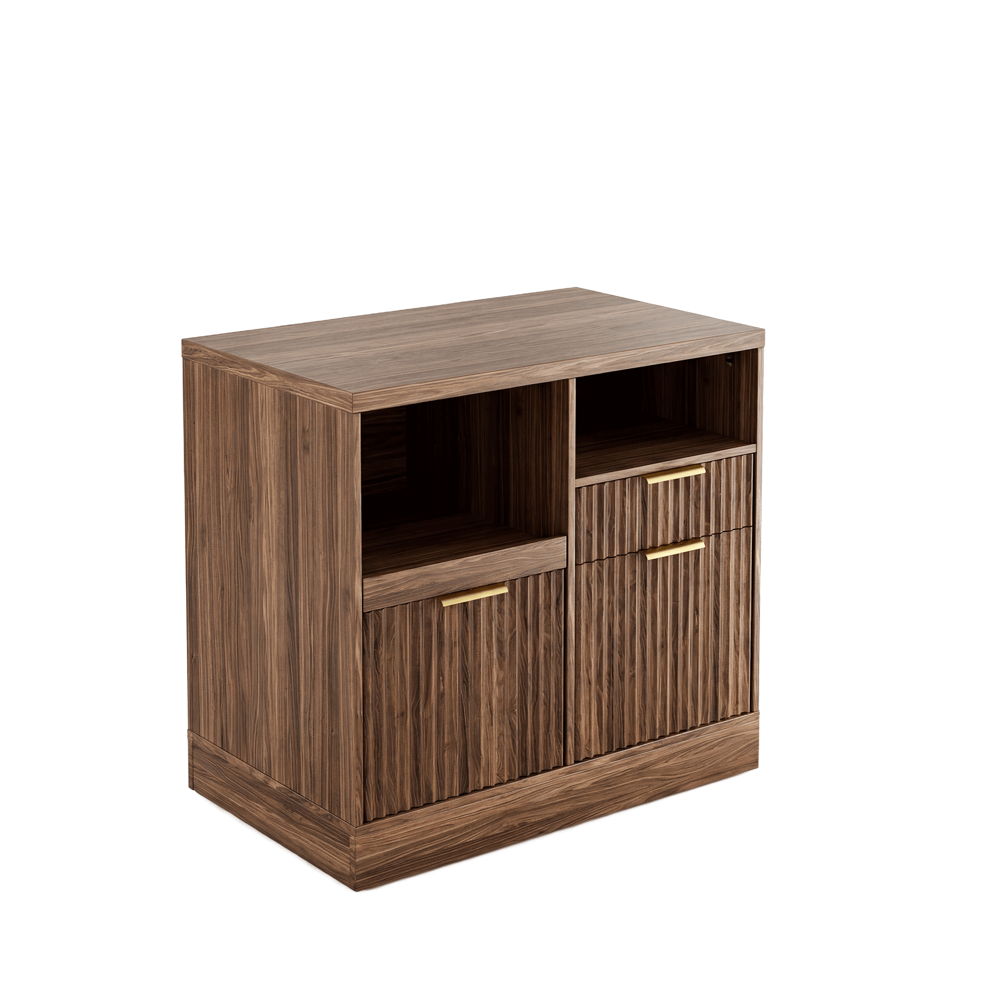 Charging Printer Storage Cabinet - Fluted - Dark Walnut