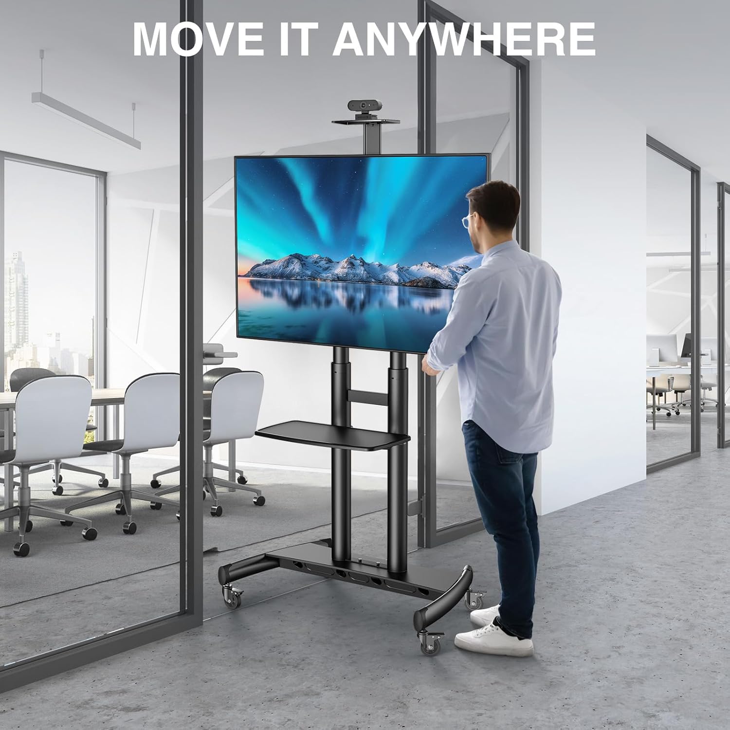 Dual - Pillar Business Mobile TV Stand - Upgraded Dual - Column with Camera