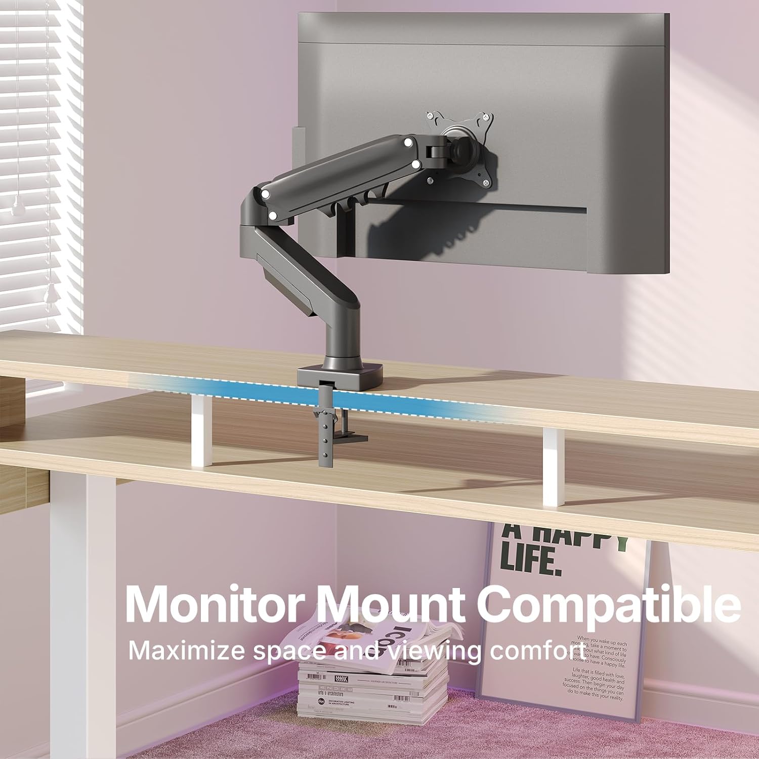 HUANUO 55″ x 26″ Electric Standing Desk with 2 Drawers &24.4″ Large Keyboard Tray, C-Clamp Mount Compatible, Adjustable Computer Desk for Office, Sit Stand Up Desk with 4 Height Presets, Light Walnut - 48*26 inch