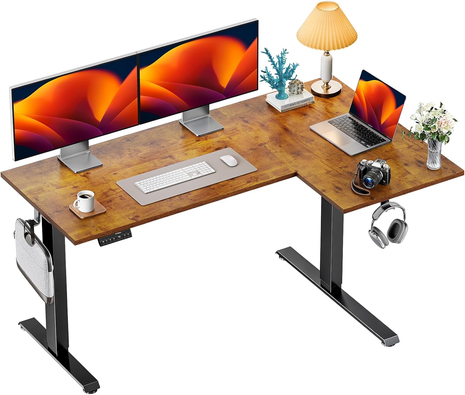 L - shaped Series Standing Desk - Double Spliced Desktop