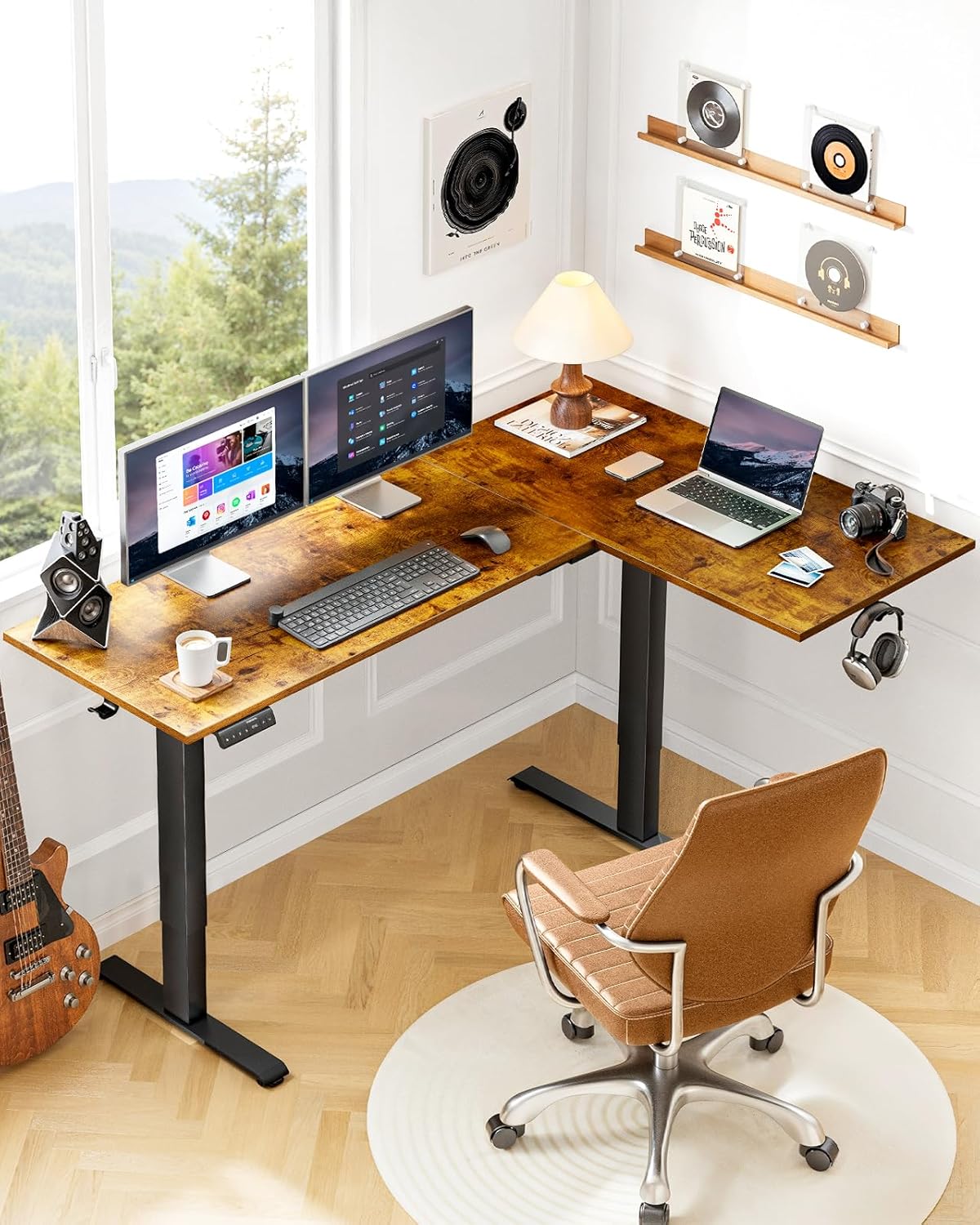 L-shaped Series Standing Desk - Double Spliced Desktop