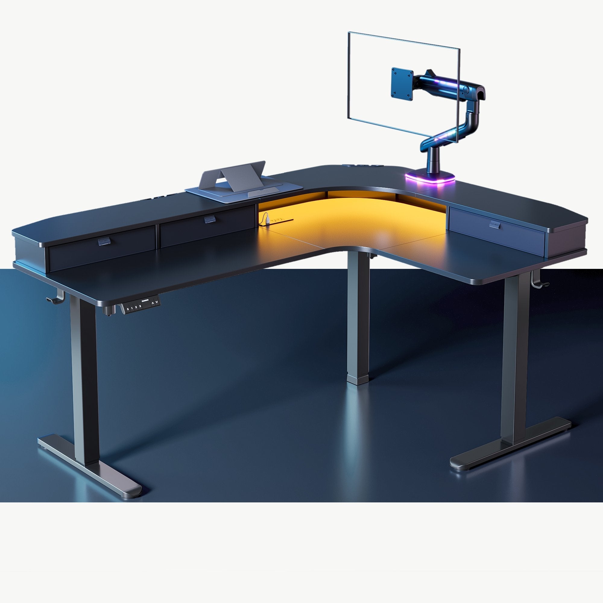 L - Shaped Standing Desk With Storage + Titan™ -