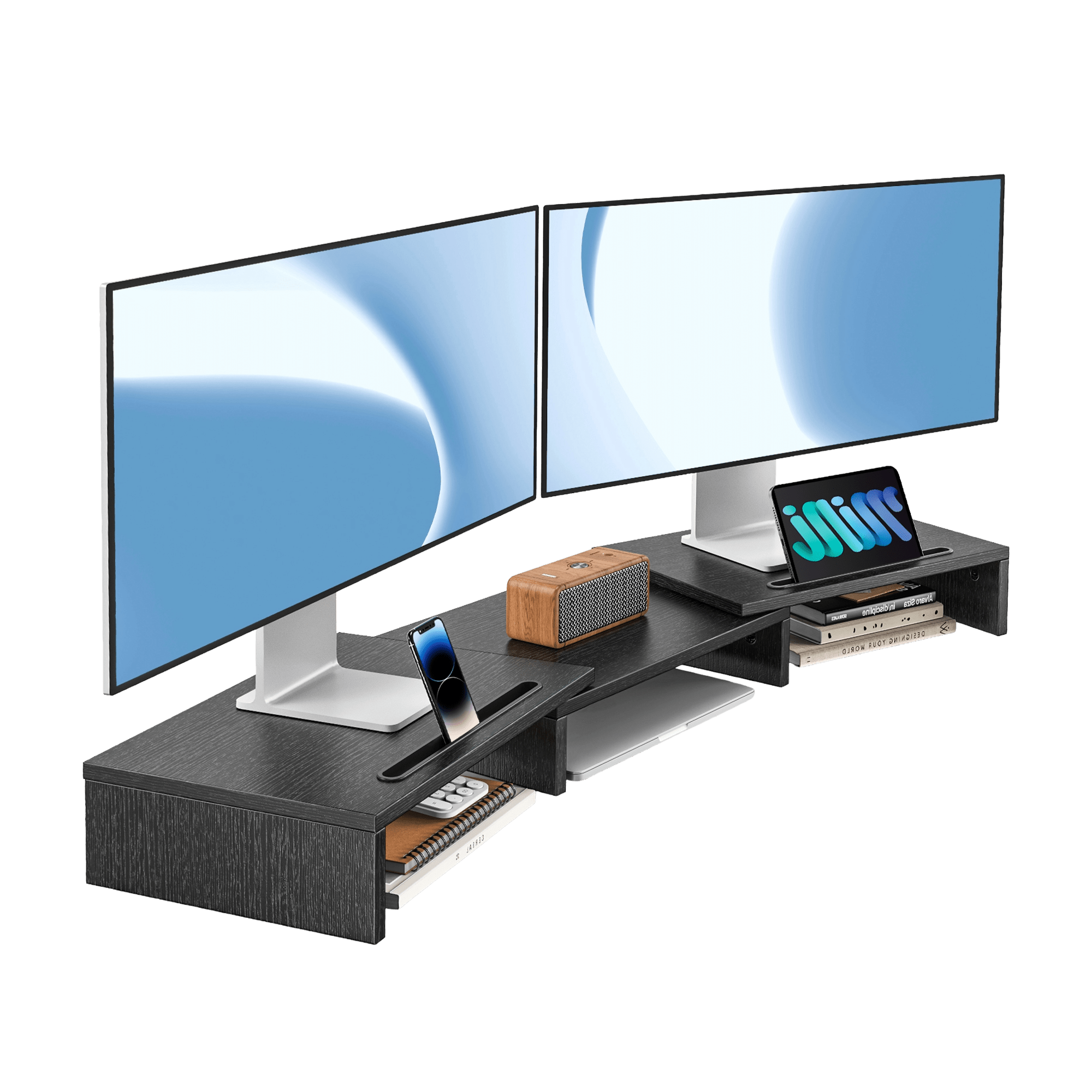 MDF Material Dual Monitor Stand - Black