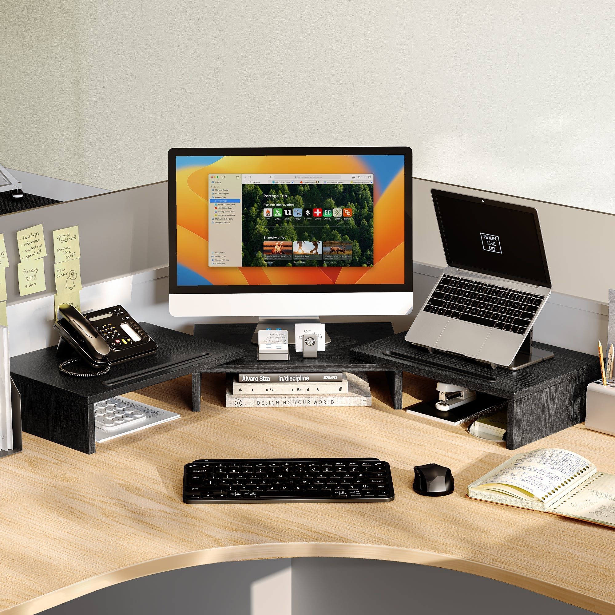 MDF Material Dual Monitor Stand - Black