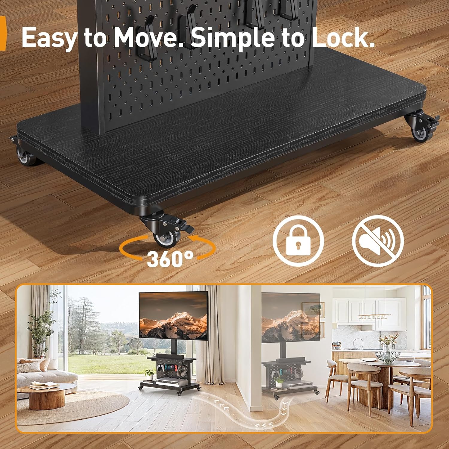 Pegboard Gaming Mobile TV Stand - Upgraded with Remote - Controlled Lift