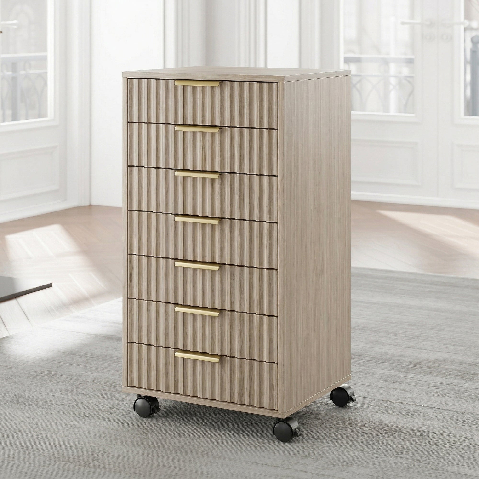 Premium Fable Cabinet - Fluted - Dark Walnut