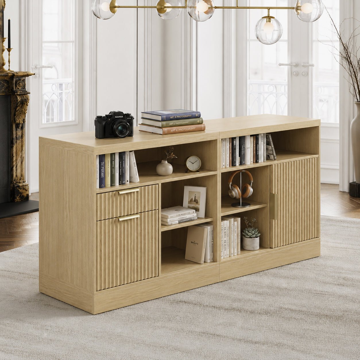 Premium Padova Cabinet - Fluted - Natural Oak