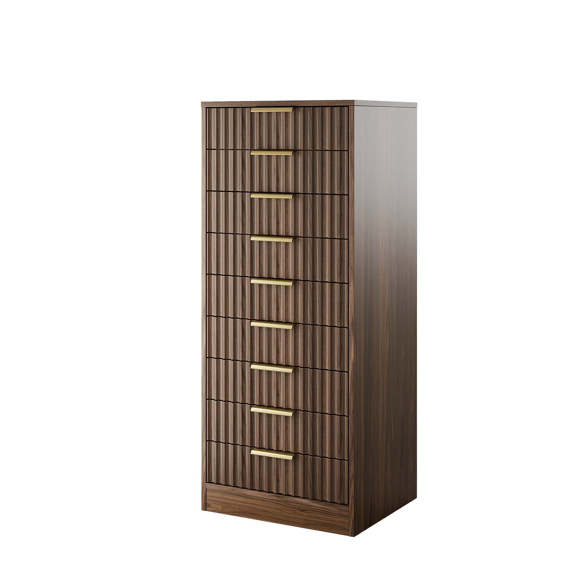 Premium Quartz Cabinet - Fluted - Dark Walnut