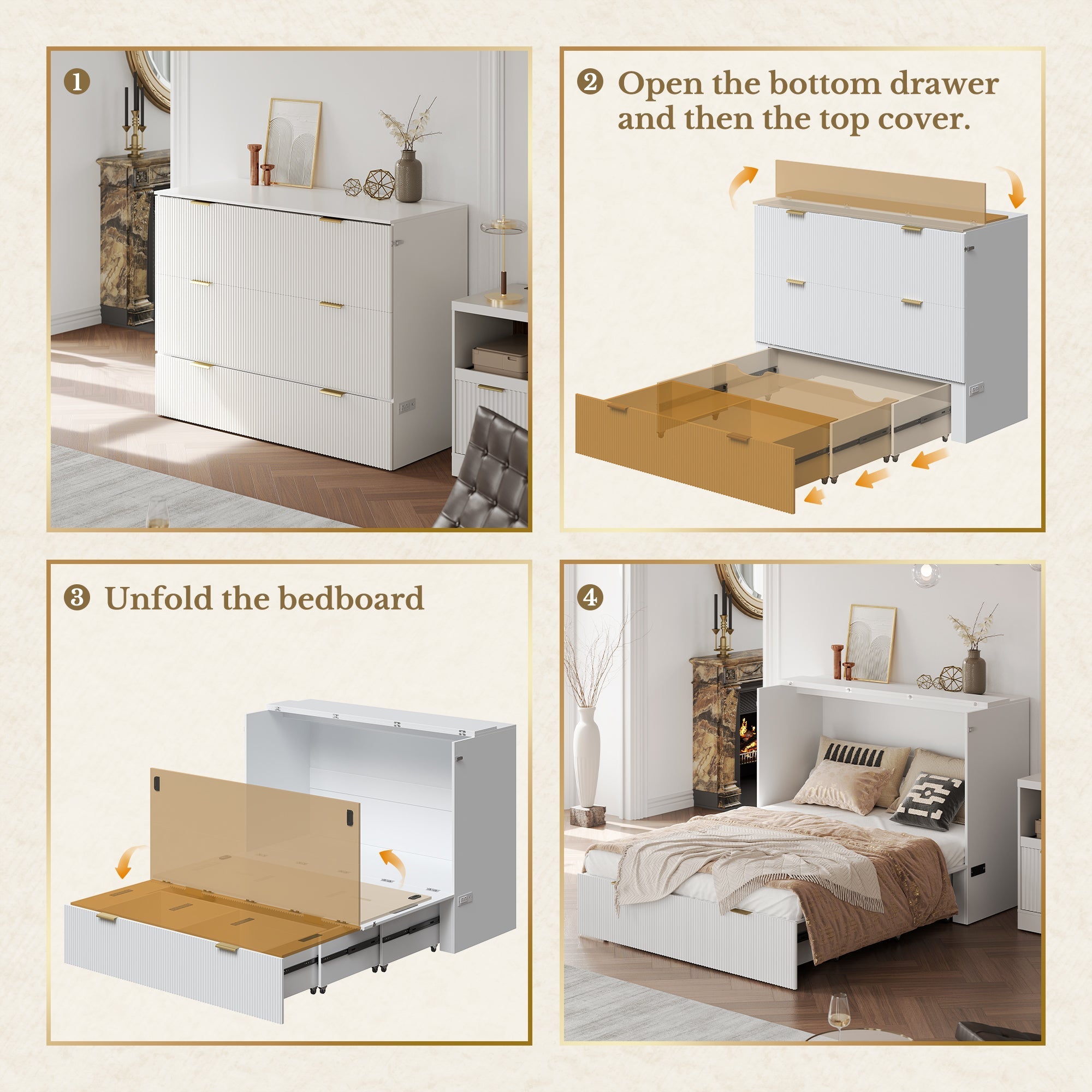 Premium Terra - Twin Cabinet Bed - Fluted - Dark Walnut