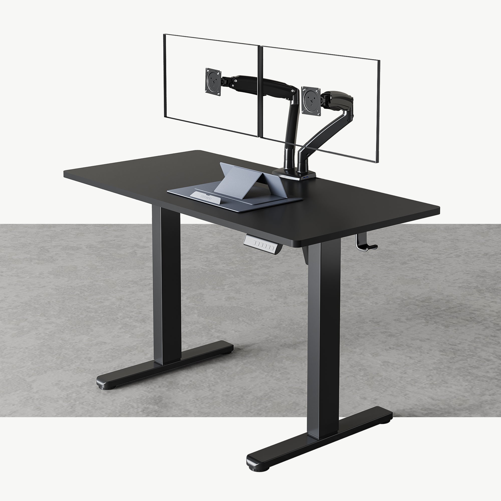 Standing Desk + Dual Monitor Arms -