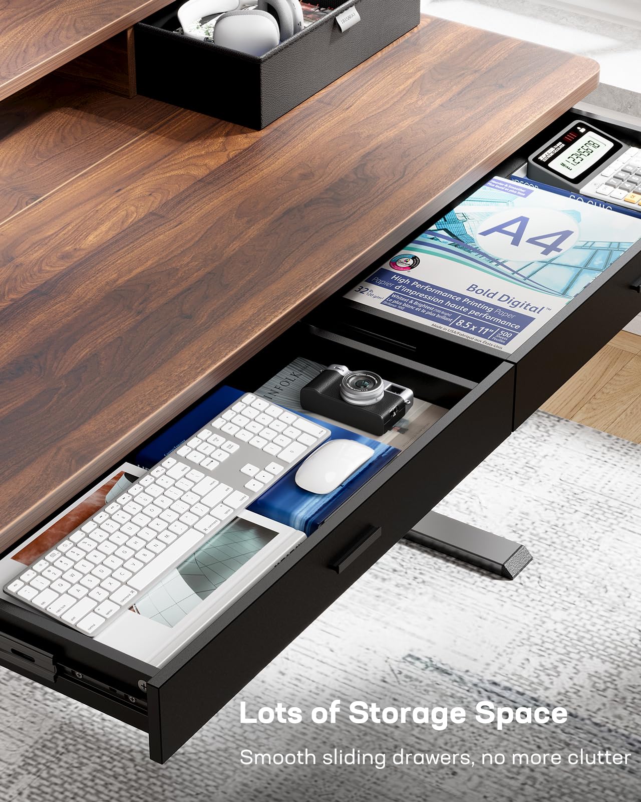 Standing Desk with 4 Drawers - 48 x 30 inch