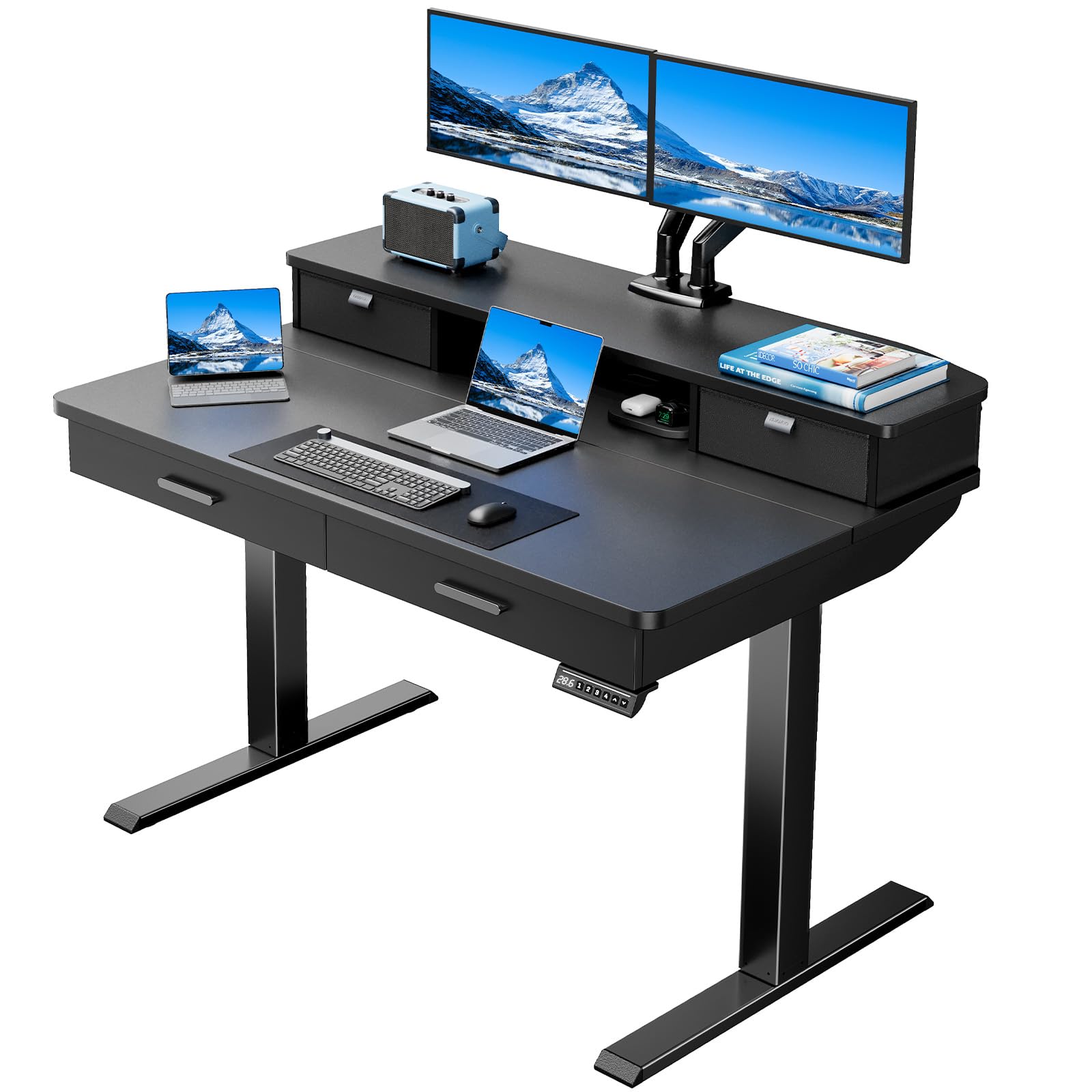 Standing Desk with 4 Drawers - 48 x 30 inch