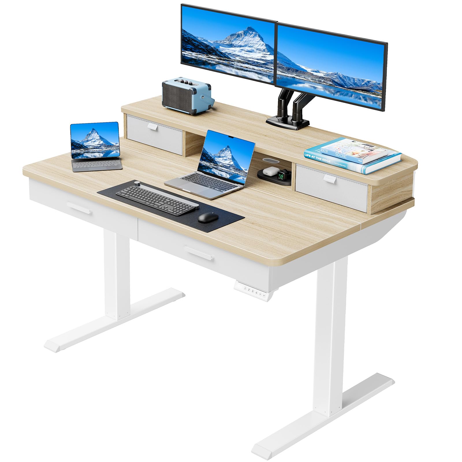 Standing Desk with 4 Drawers - 48 x 30 inch