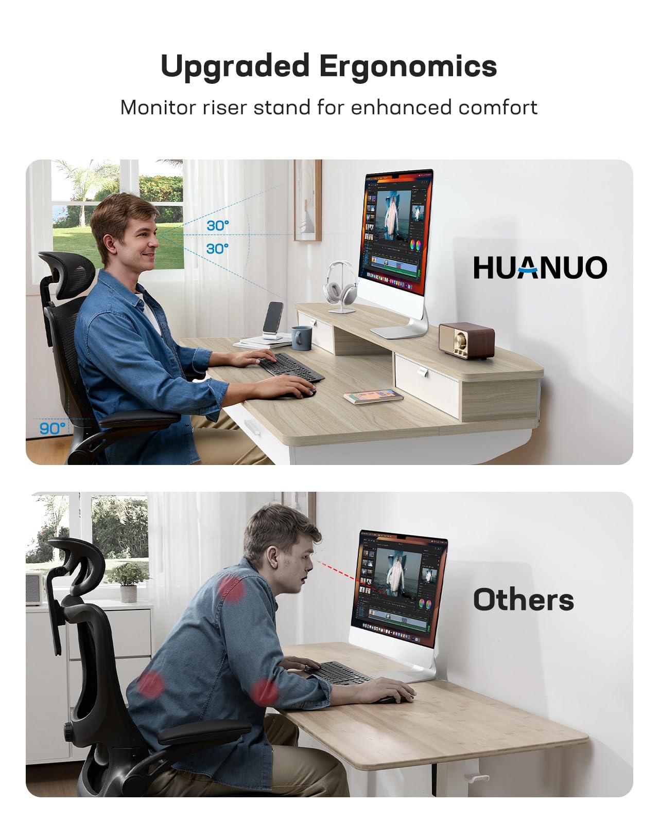 Standing Desk with 4 Drawers - 48 x 30 inch