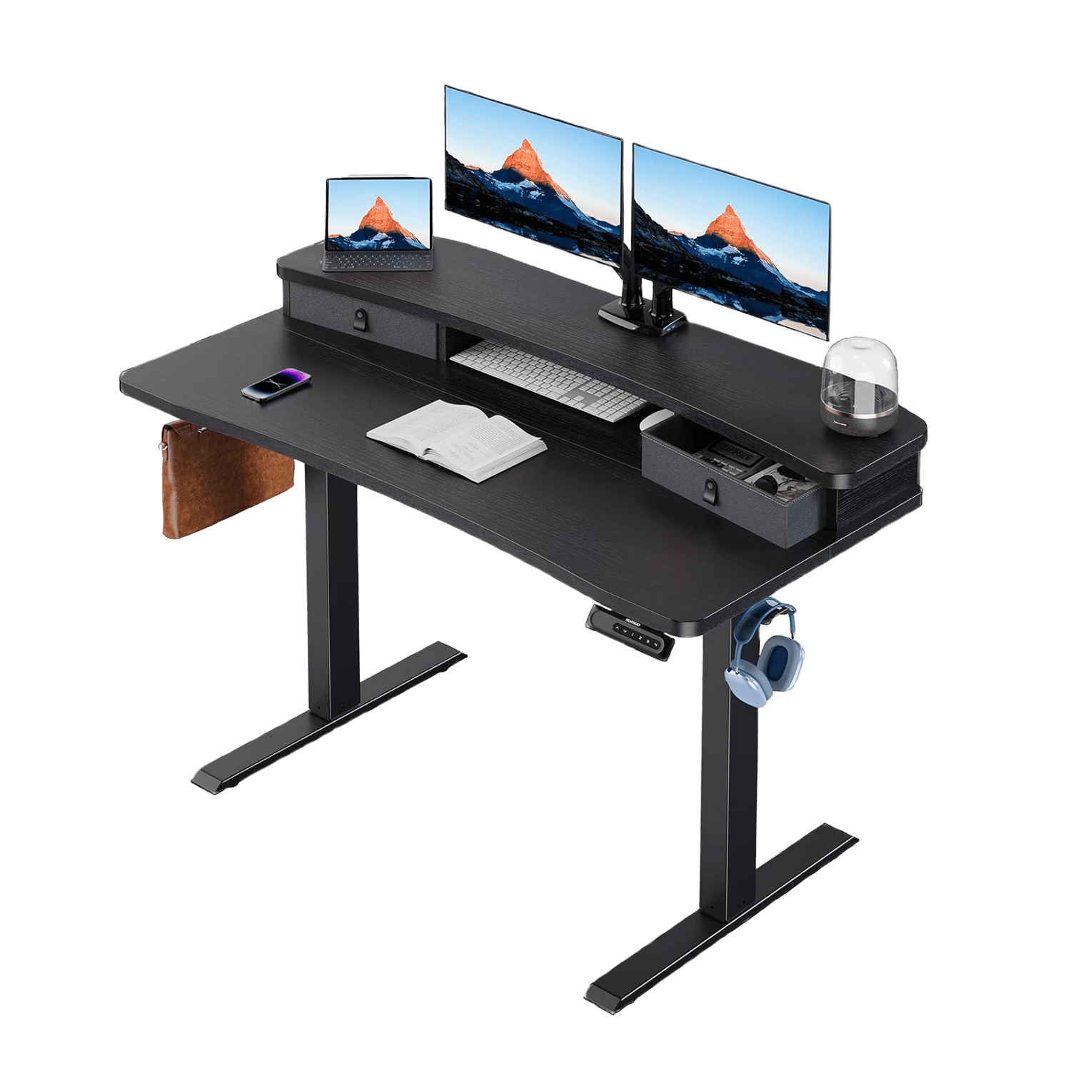 Standing Desk with Dual Riser & Drawers - 48" x 24"