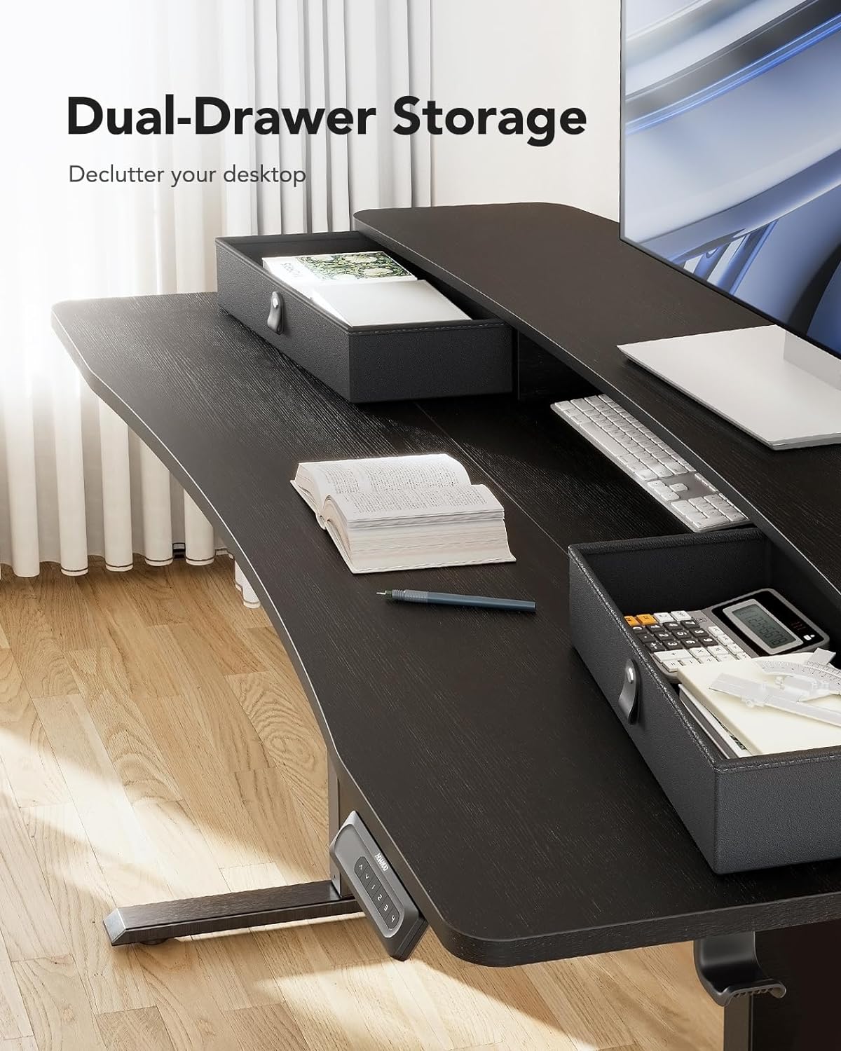 Standing Desk with Dual Riser & Drawers - 48" x 24"