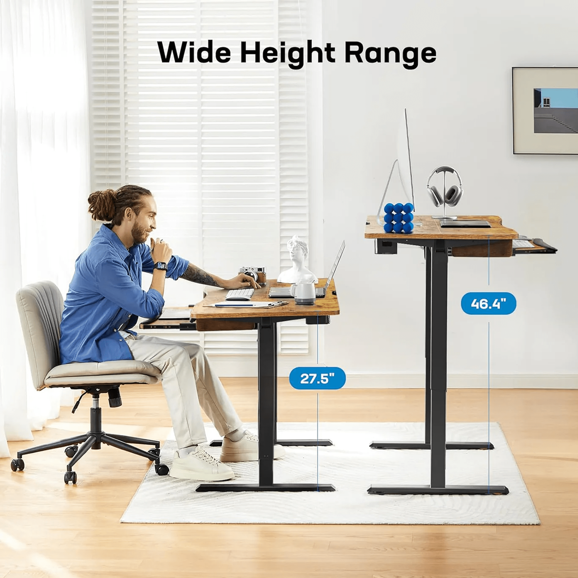 Standing Desk with Large Keyboard Tray (Copy) - 55" x 24"