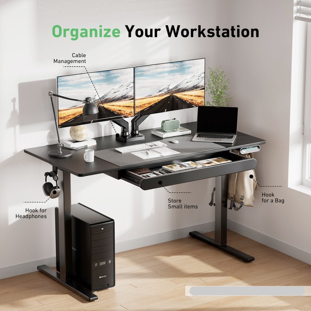 Standing Desk with Storage Drawer - Walnut