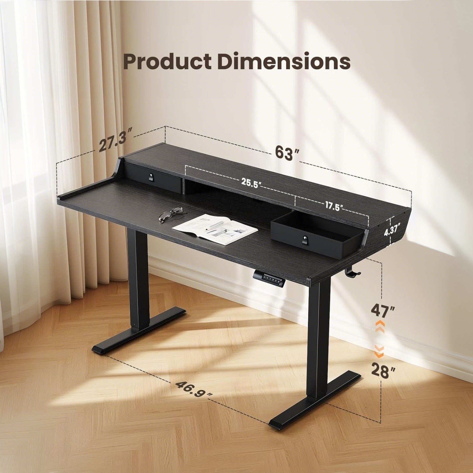 Storage Series Standing Desks - + Drawers