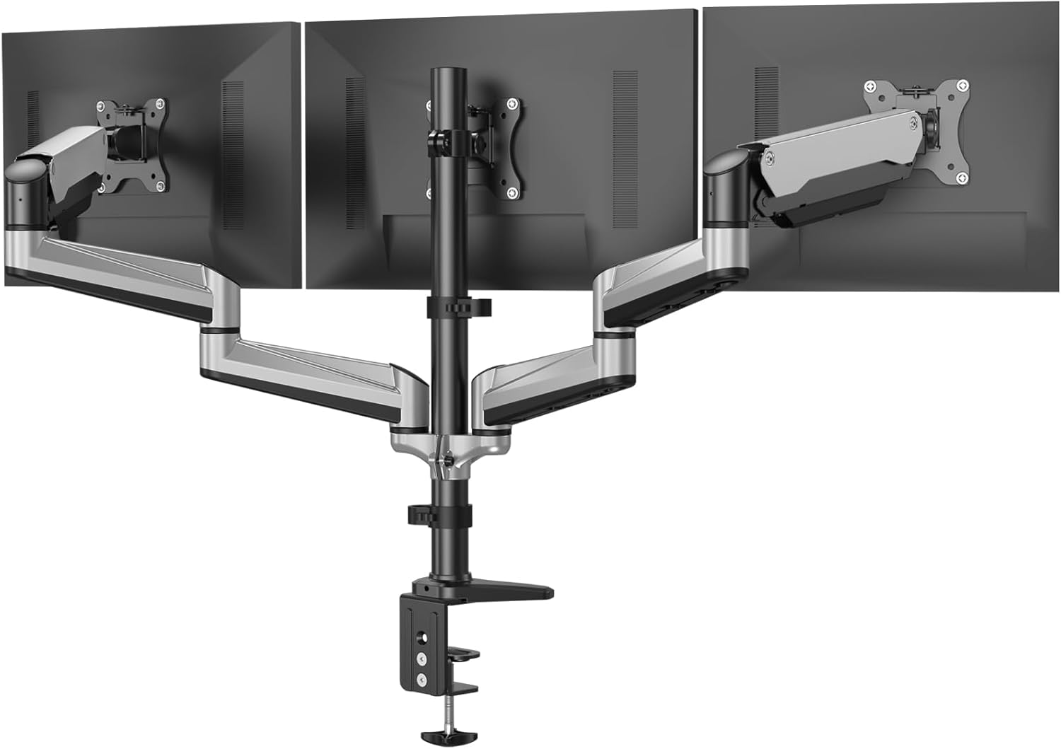 Hemudu Support Moniteur Écran PC Triangle Coin Bureau Verre Trempé Noir - Ergonomique, Réglable En Hauteur, Charge Max 40 Kg