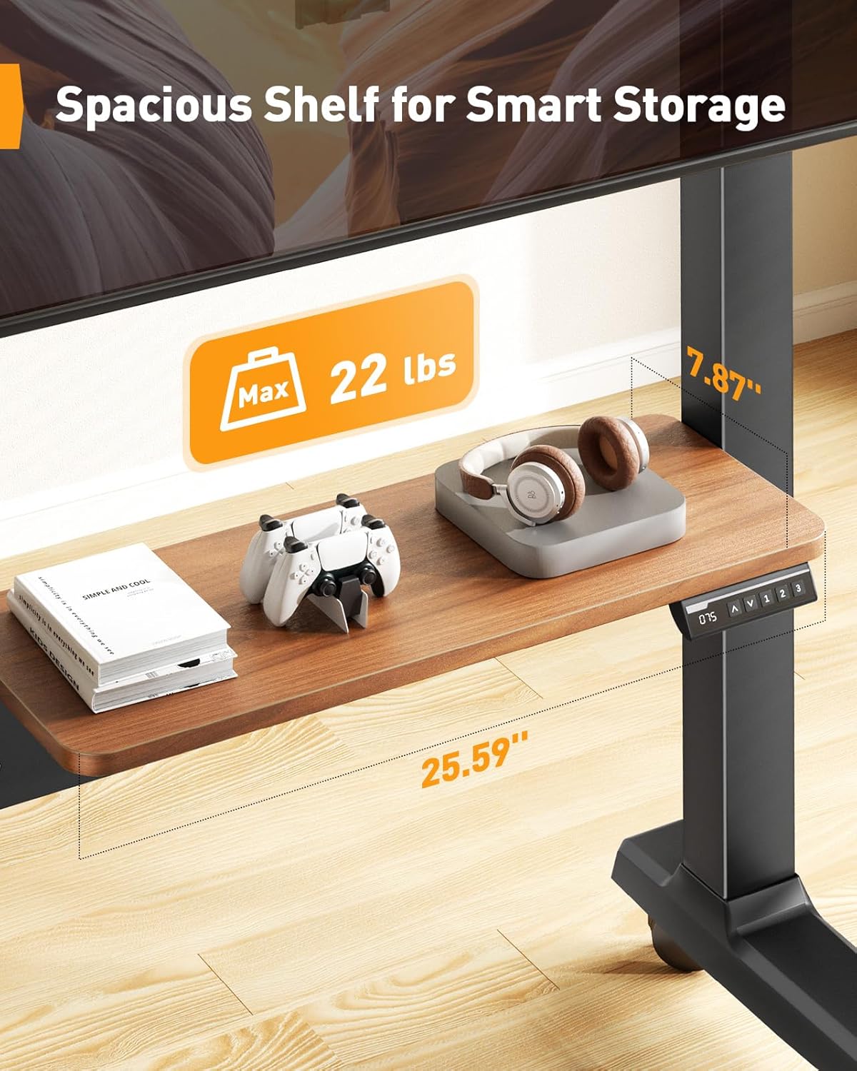 Walnut - Accent Mobile TV Stand - Upgraded with Lift Control Panel